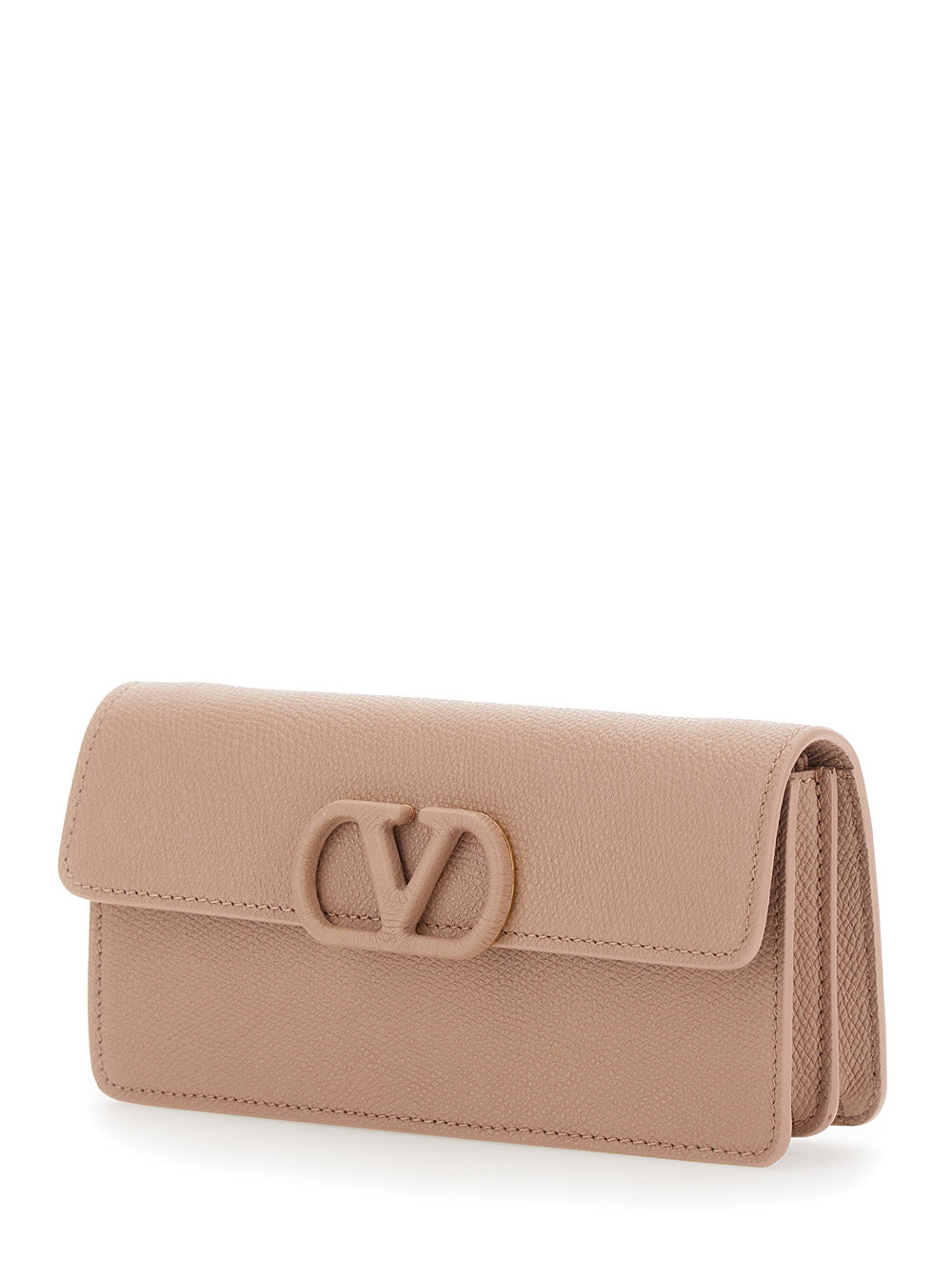 Valentino Garavani Women Wallet W/Strap | Vlogo Signature | Vit.Soft Grain/A.Brass Leather Logo VALENTINO GARAVANI