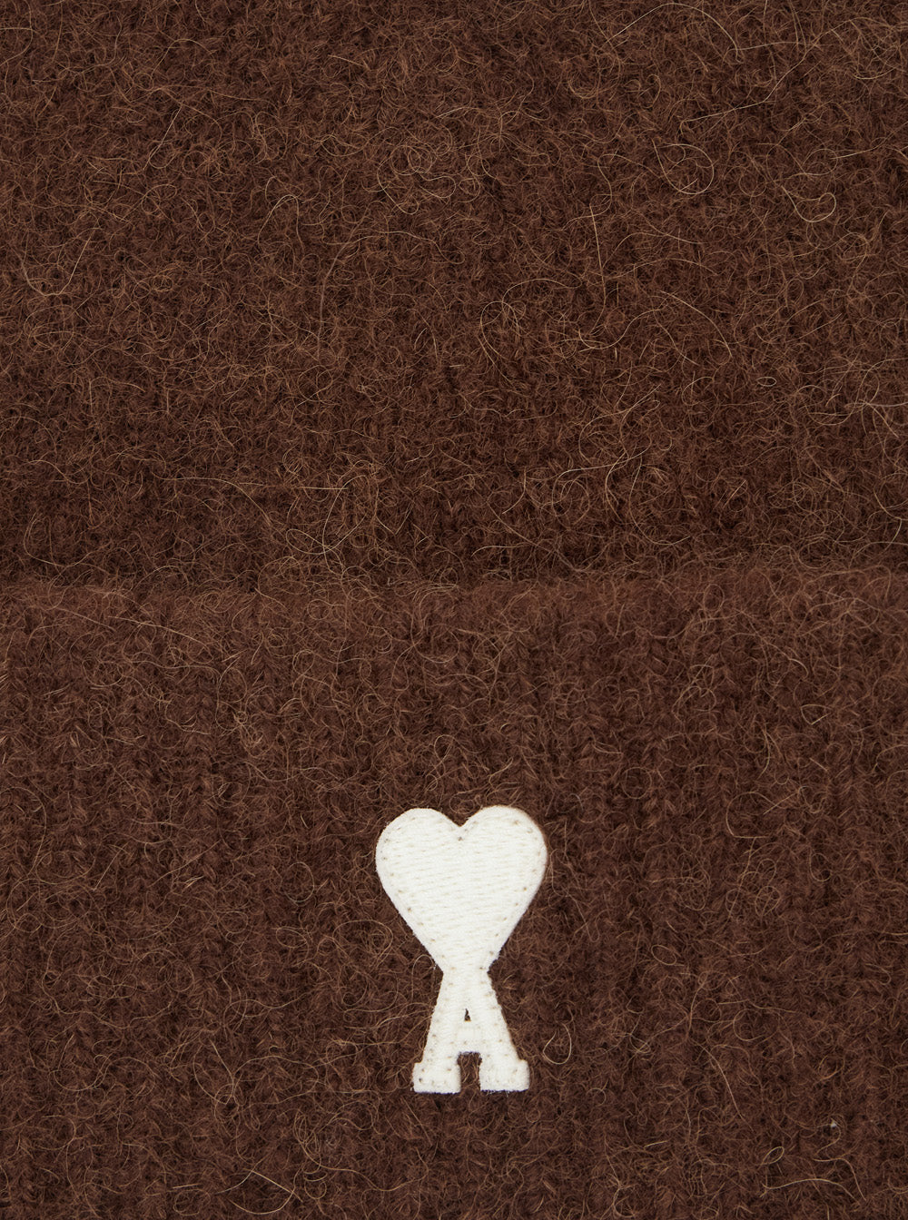 Ami Paris Men Beanie With Ami De Coeur Logo And Brown Tech Fabric Unisex AMI PARIS