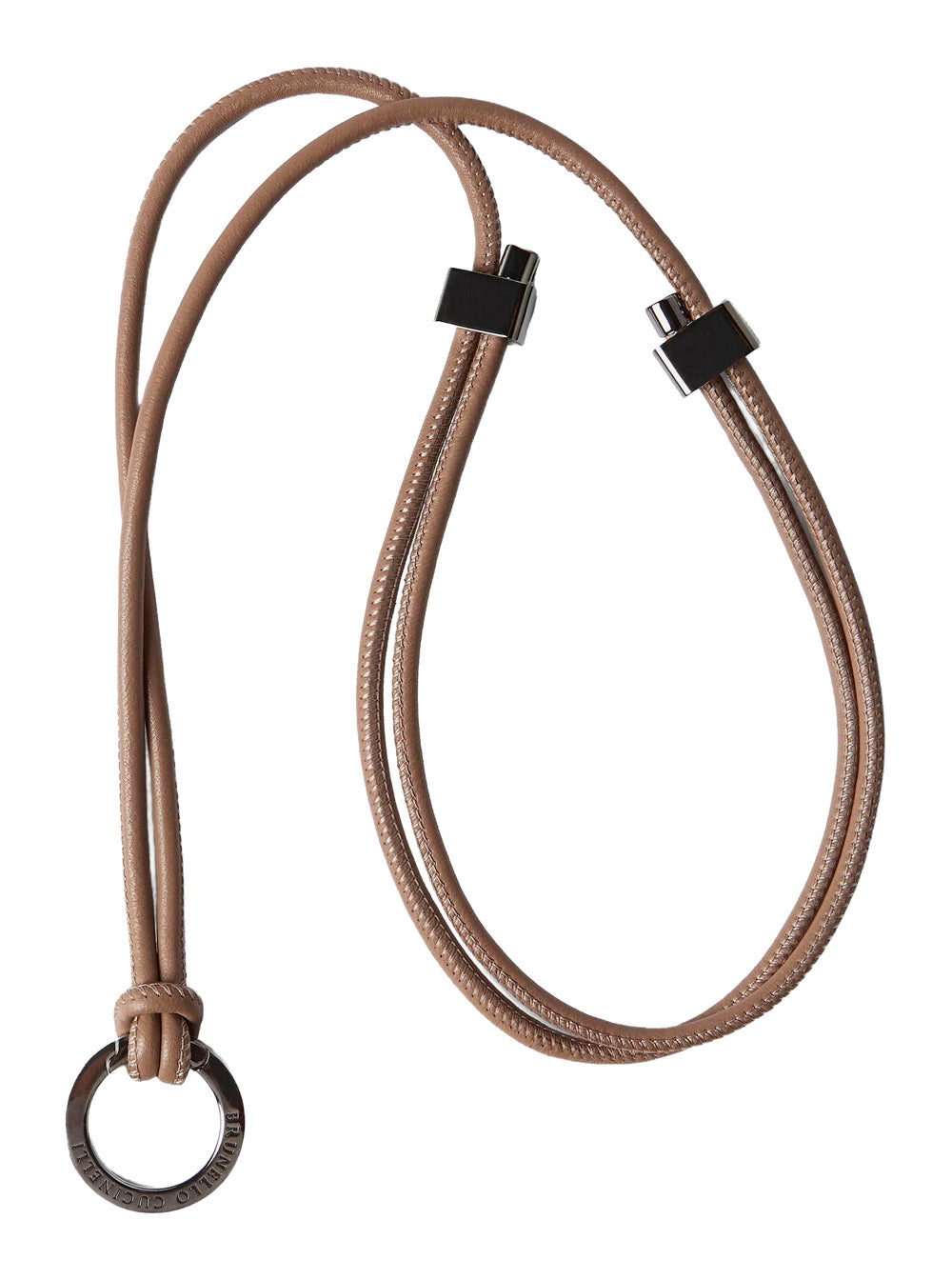 Brunello Cucinelli Women Beige Necklace With Engraved Logo And Key Fobs In Leather For Women BRUNELLO CUCINELLI