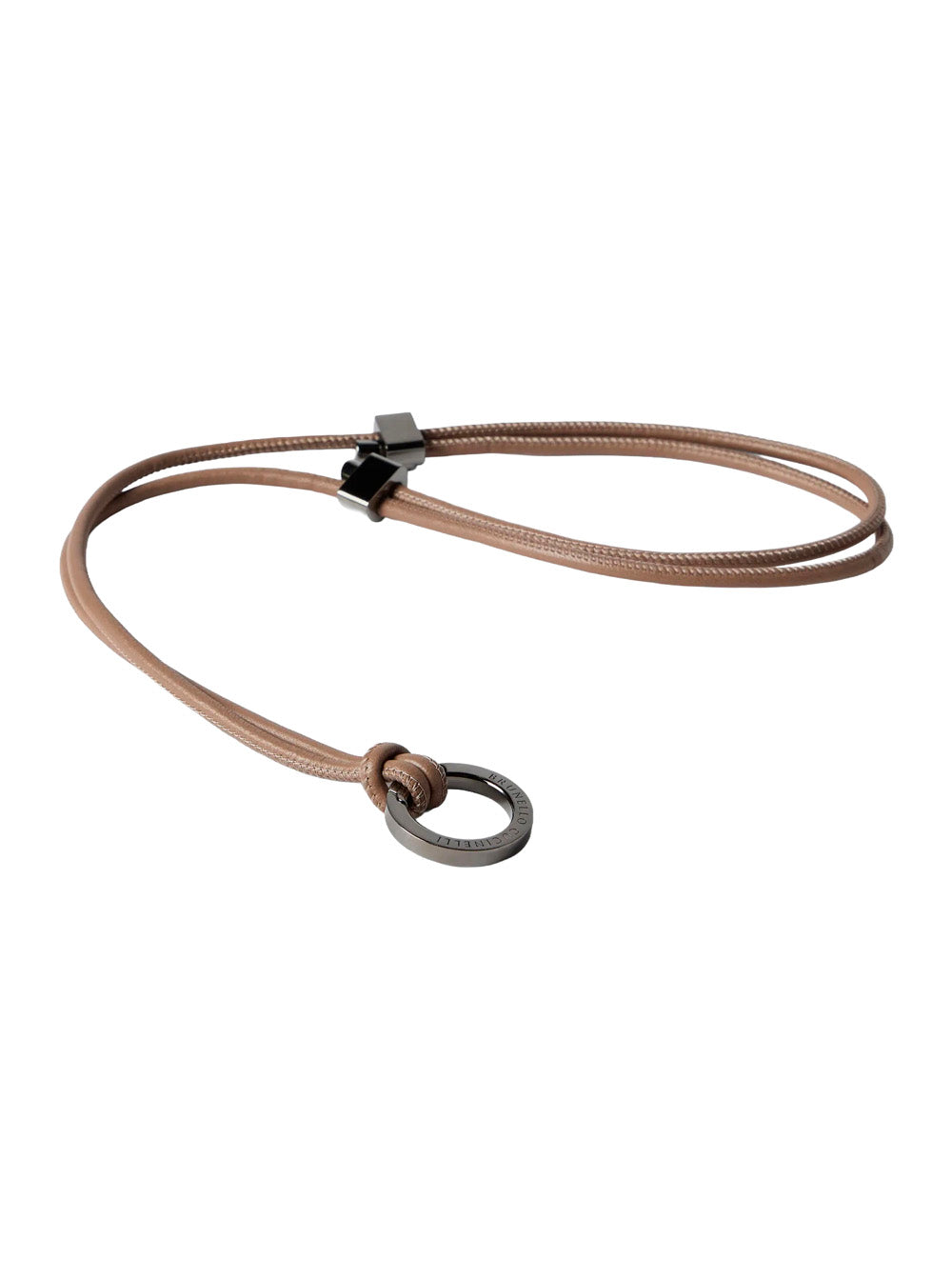 Brunello Cucinelli Women Beige Necklace With Engraved Logo And Key Fobs In Leather For Women BRUNELLO CUCINELLI