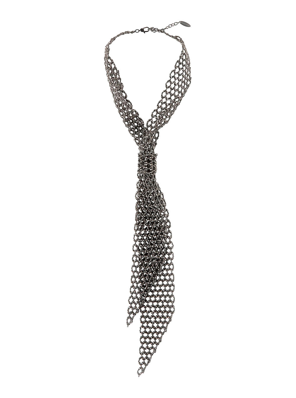 Brunello Cucinelli Women Silver Colored Necklace With Mesh Texture And All-Over Monili Design In Silver For Women BRUNELLO CUCINELLI