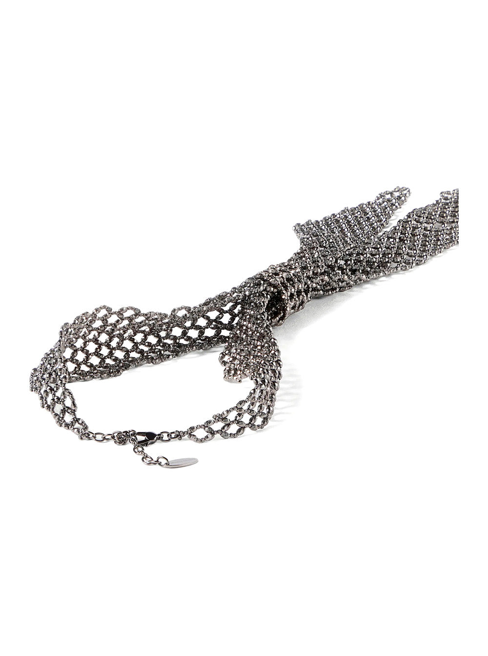 Brunello Cucinelli Women Silver Colored Necklace With Mesh Texture And All-Over Monili Design In Silver For Women BRUNELLO CUCINELLI