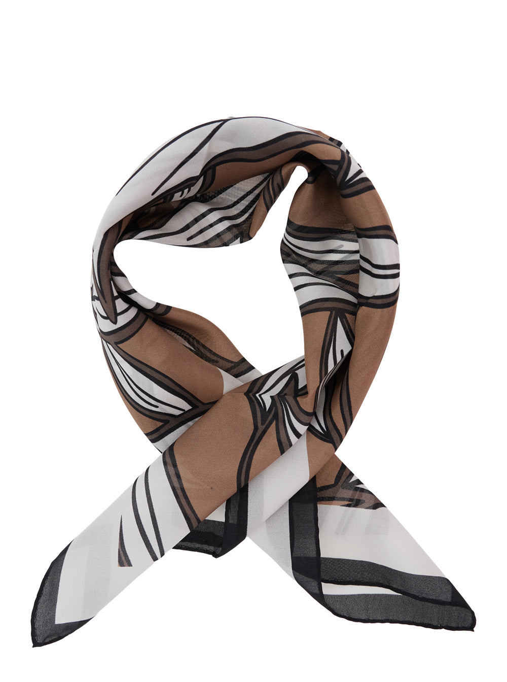 Brunello Cucinelli Women Brown Scarf With All-Over Print In Silk For Women BRUNELLO CUCINELLI