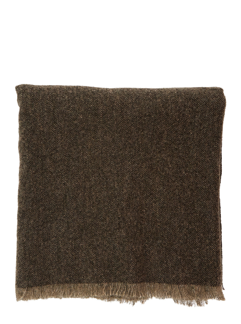 Brunello Cucinelli Women Brown Scarf With Square Design And Fringed Edges In Wool And Cashmere Blend Women BRUNELLO CUCINELLI