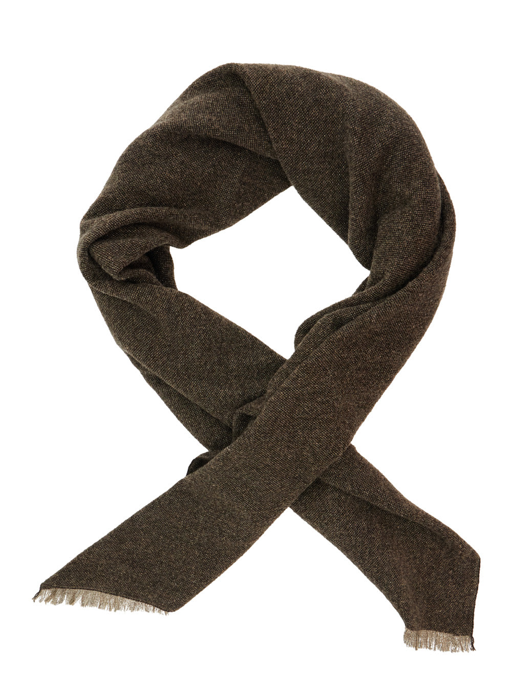 Brunello Cucinelli Women Brown Scarf With Square Design And Fringed Edges In Wool And Cashmere Blend Women BRUNELLO CUCINELLI