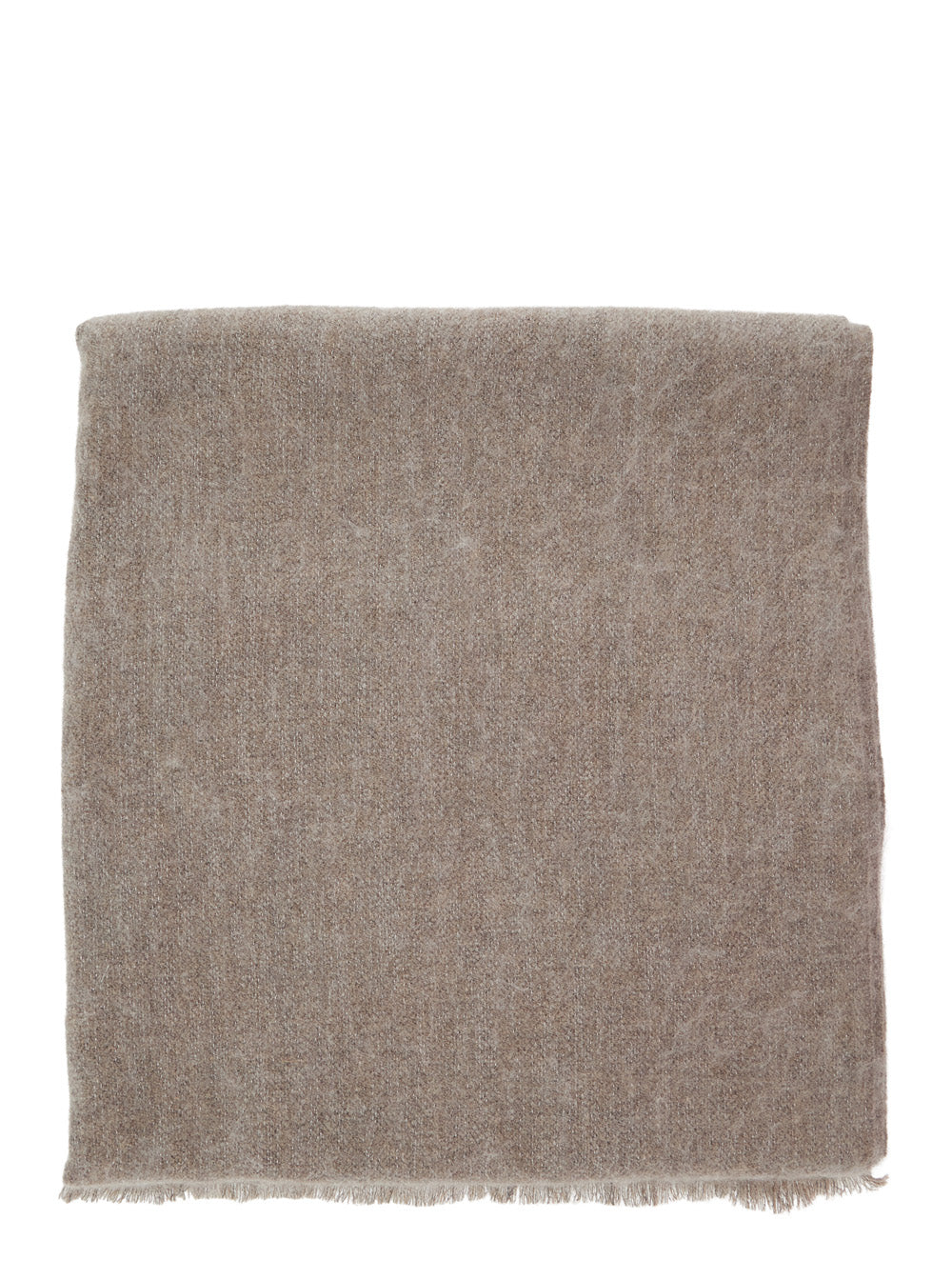 Brunello Cucinelli Women Beige Scarf With Square Design Adn Frayed Edges In Wool And Cashmere Blend Women BRUNELLO CUCINELLI