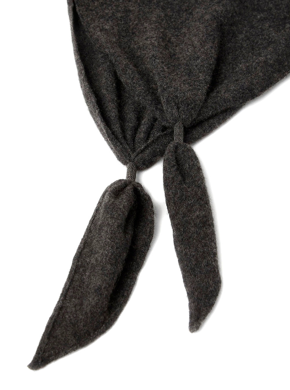 Brunello Cucinelli Women Black Scarf With Rectangular Design And Monili Details In Cashmere Women BRUNELLO CUCINELLI