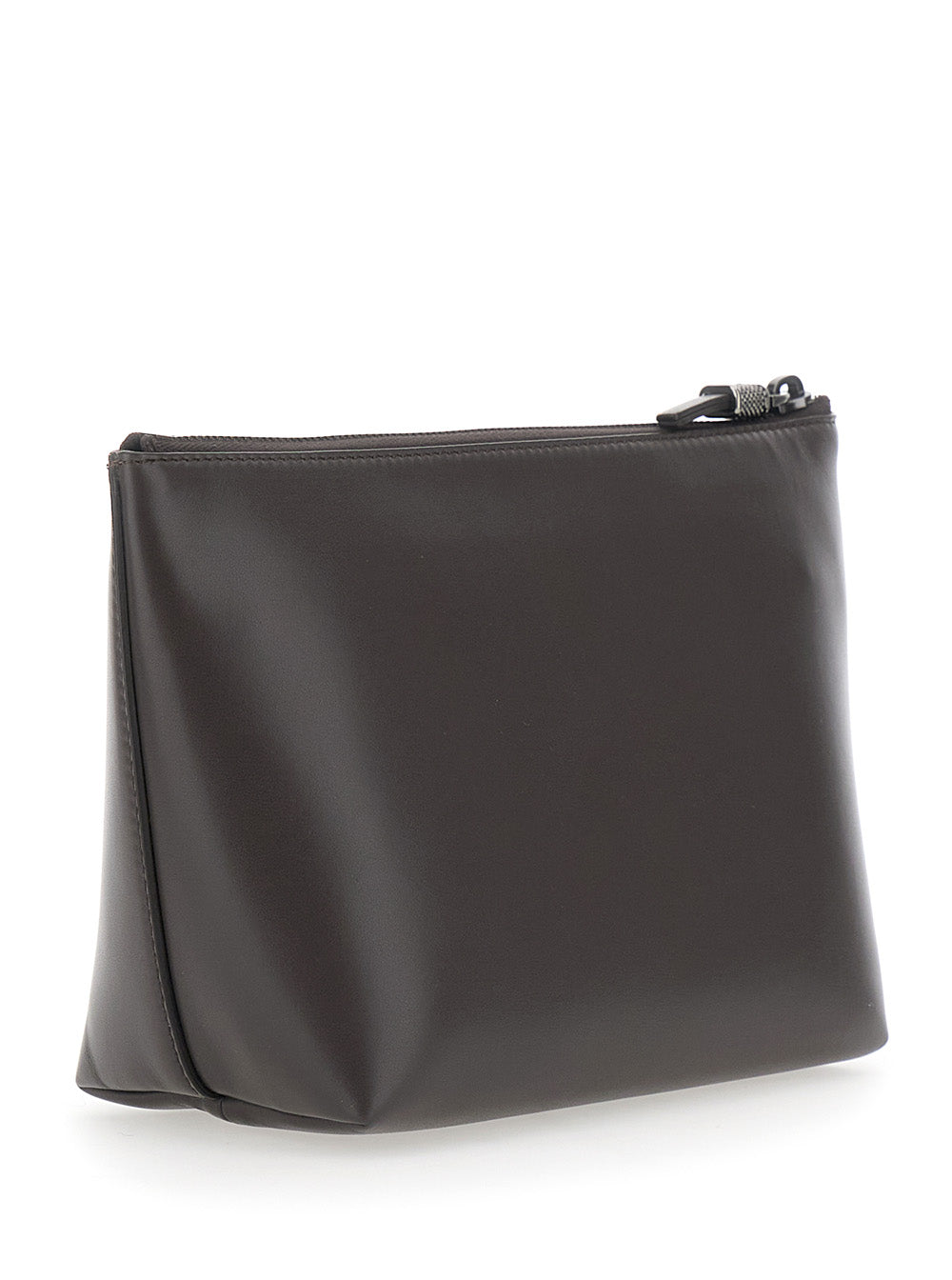 Brunello Cucinelli Women Brown Beauty Case With Embossed Logo Lettering On The Front In Leather Women BRUNELLO CUCINELLI