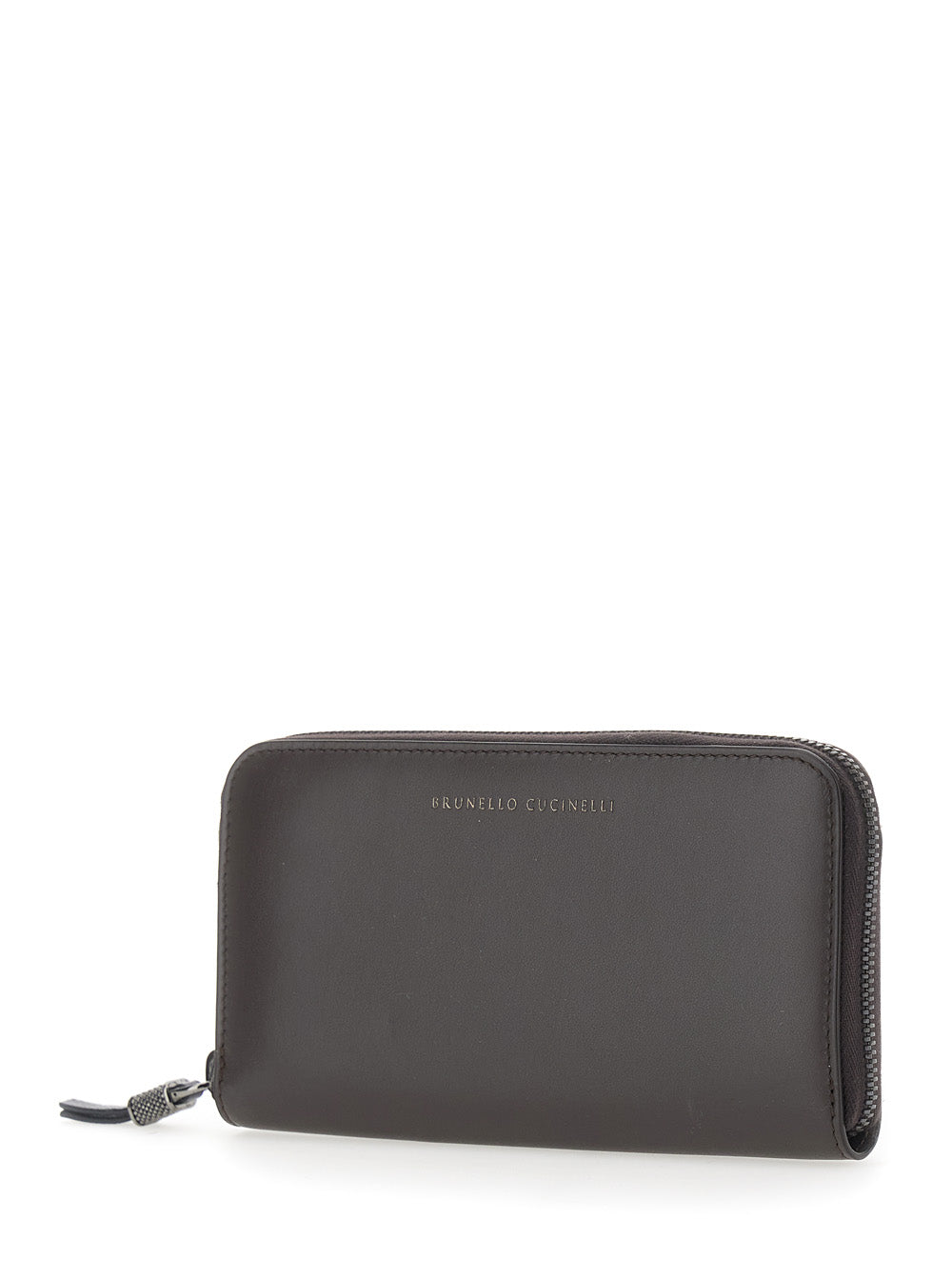 Brunello Cucinelli Women Brown Wallet With Embossed Logo Lettering On The Front In Leather For Women BRUNELLO CUCINELLI