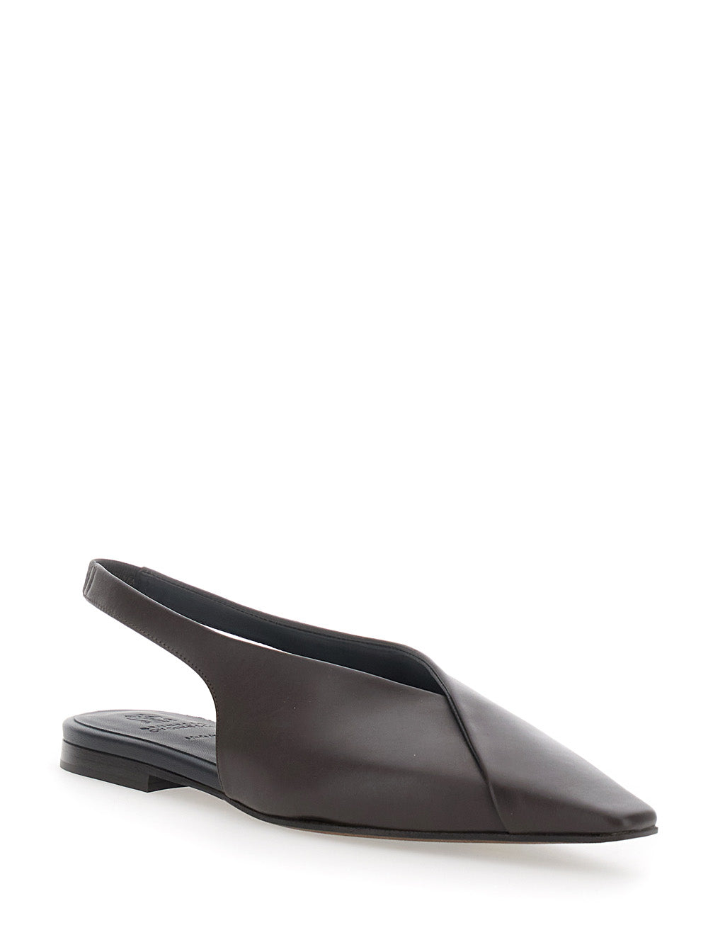 Brunello Cucinelli Women Brown Slingback Ballet Shoes With Square Toe In Leather For Women BRUNELLO CUCINELLI