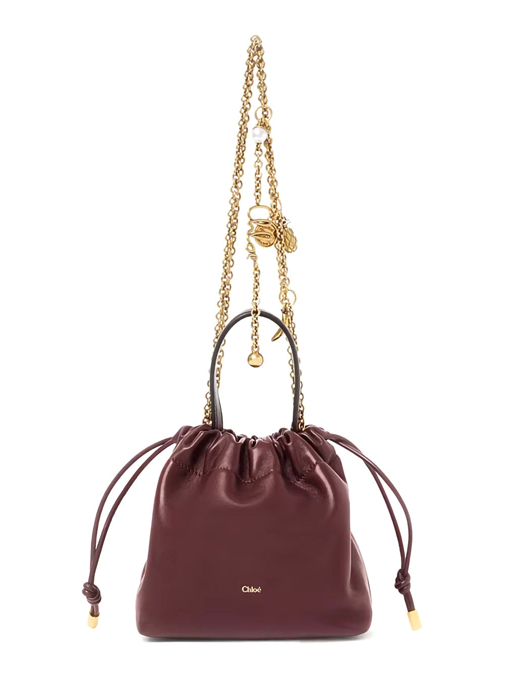 Chloé Women Bordeaux Nappa Handbag With Gold Metal Details CHLOE