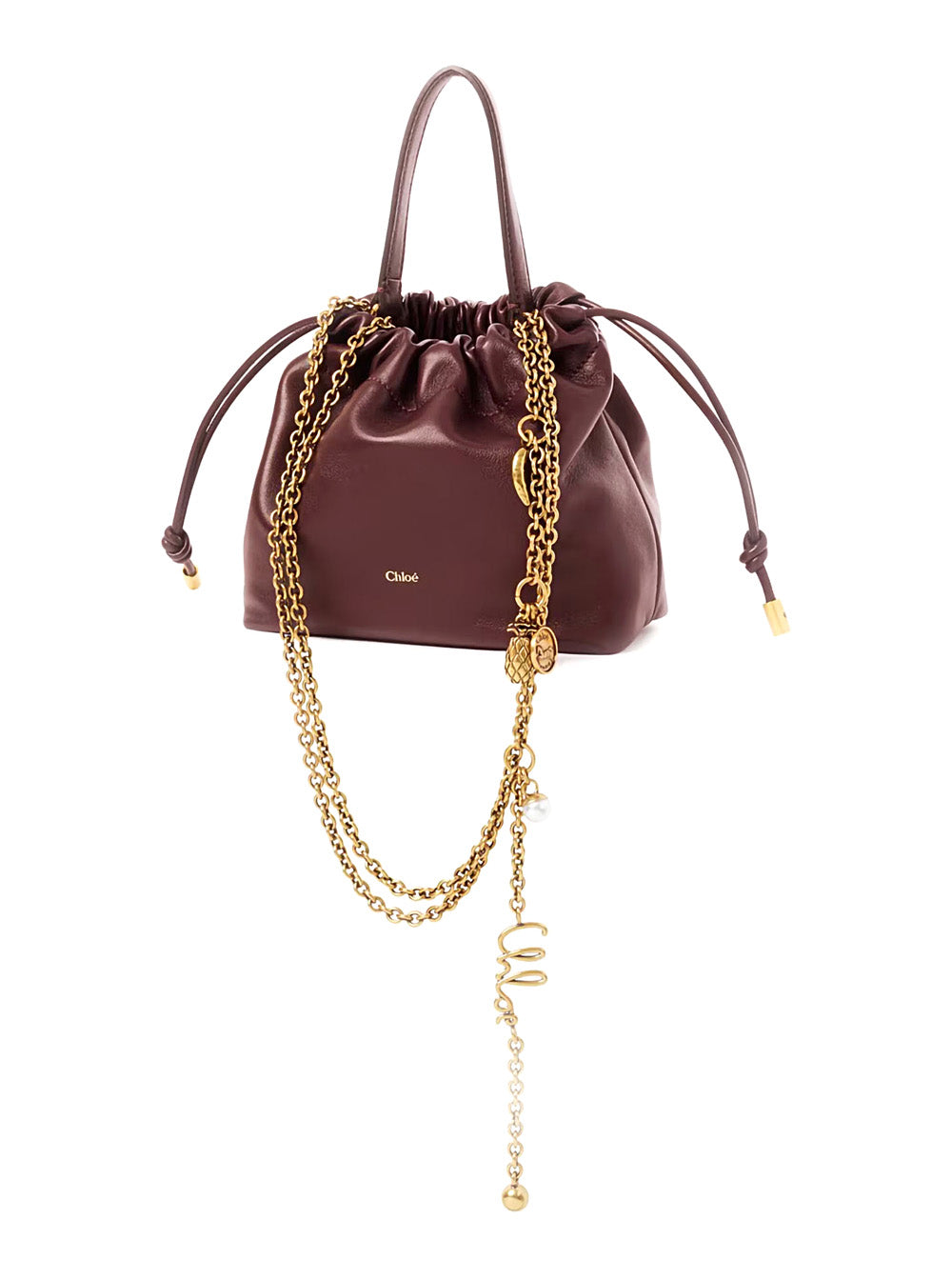 Chloé Women Bordeaux Nappa Handbag With Gold Metal Details CHLOE