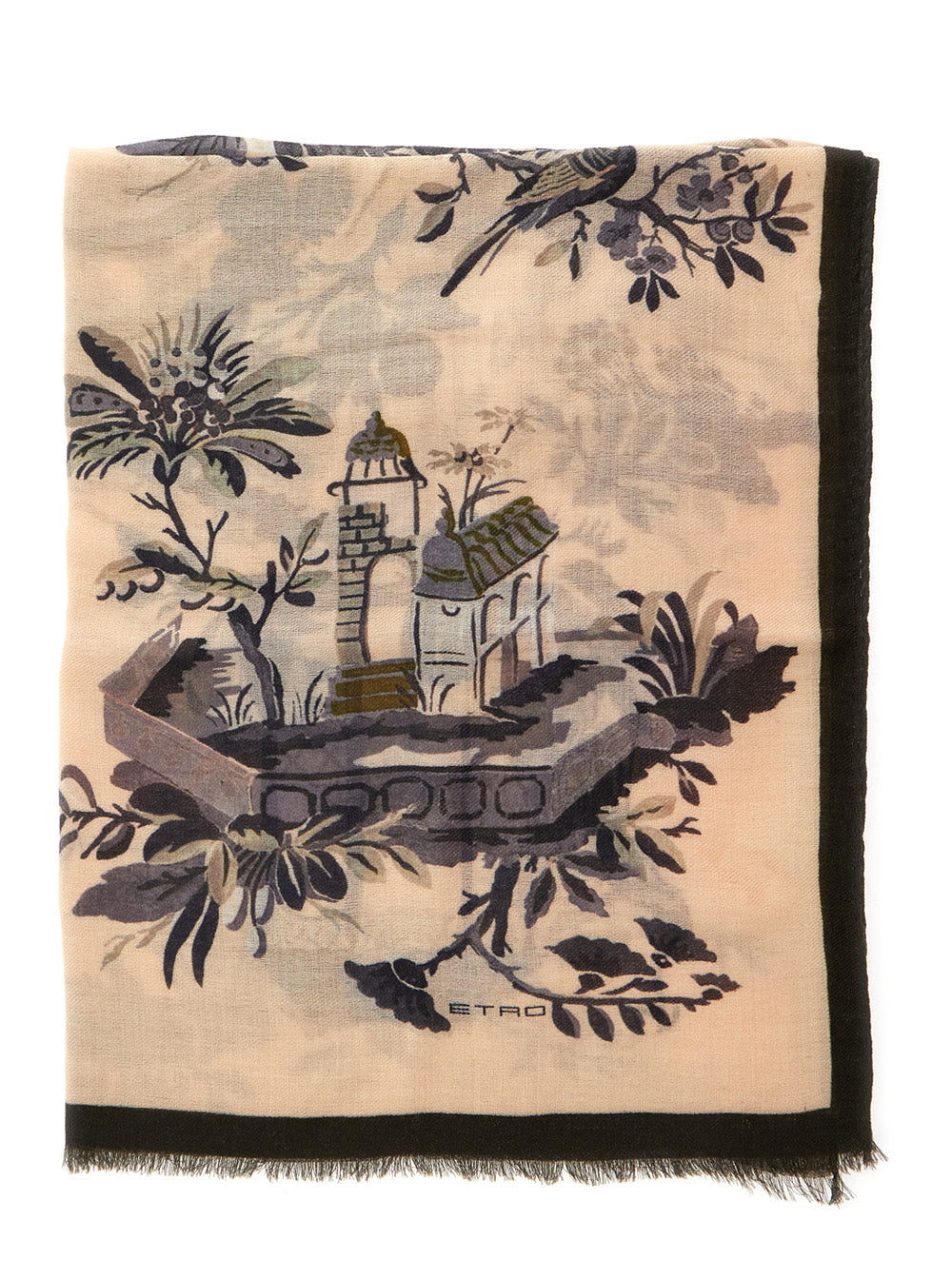 Etro Women 'Boheme' Beige Scarf With Logo Lettering And All-Over Print In Cotton And Modal For Women ETRO