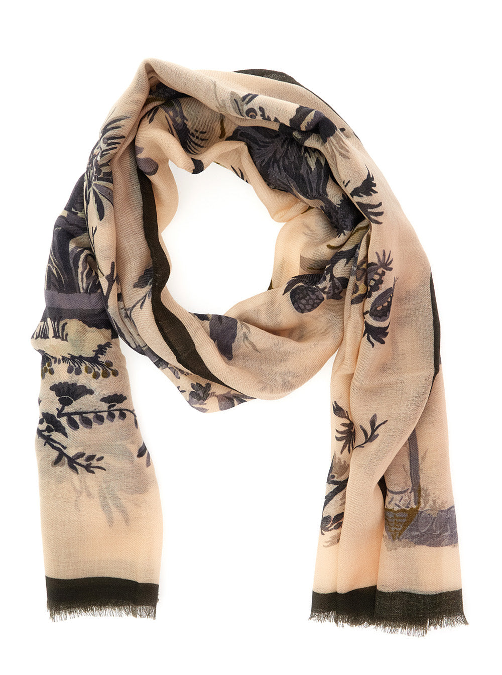 Etro Women 'Boheme' Beige Scarf With Logo Lettering And All-Over Print In Cotton And Modal For Women ETRO