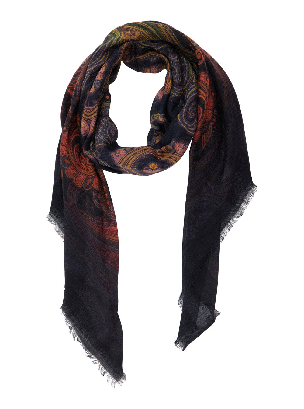 Etro Women 'Aida' Multicolor Scarf With Logo Lettering And All-Over Print In Modal And Cashmere For Women ETRO