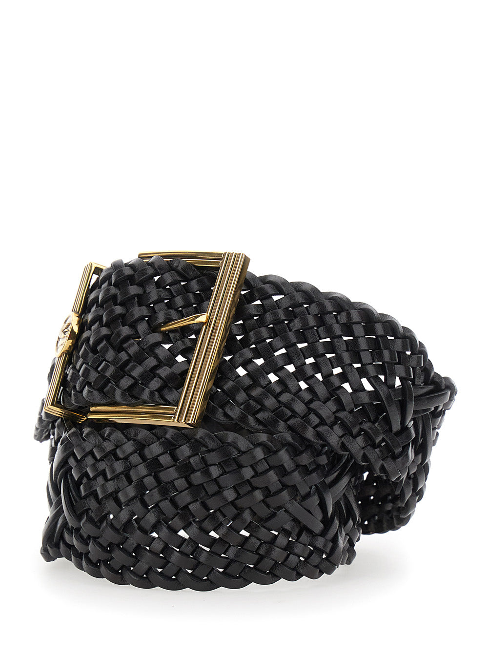 Etro Women Black Belt With Woven Design And Pegaso Logo In Leather For Women ETRO