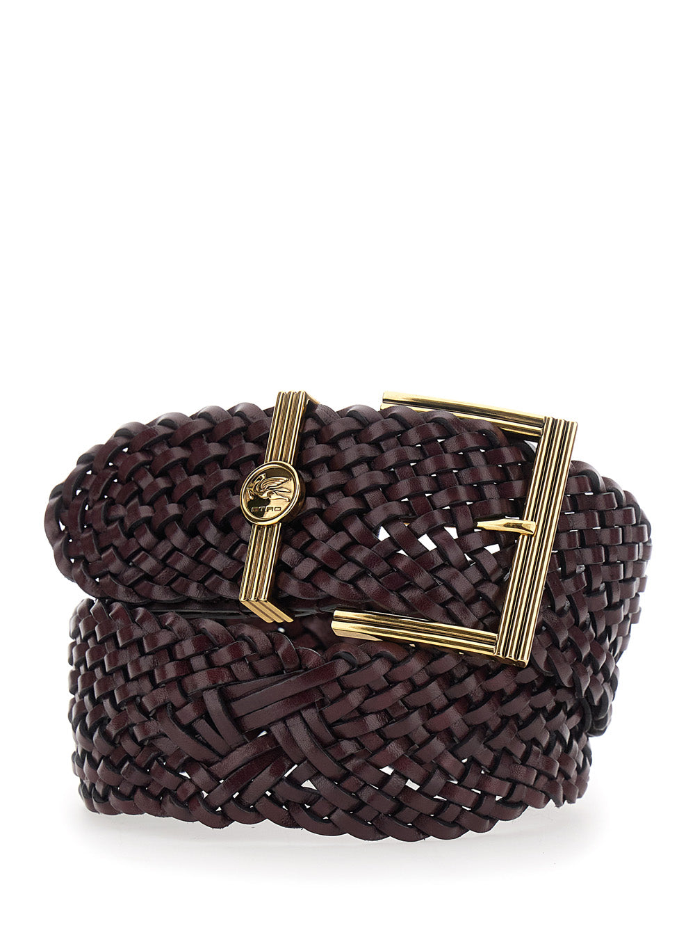 Etro Women Brown Belt With Woven Design And Pegaso Logo In Leather For Women ETRO