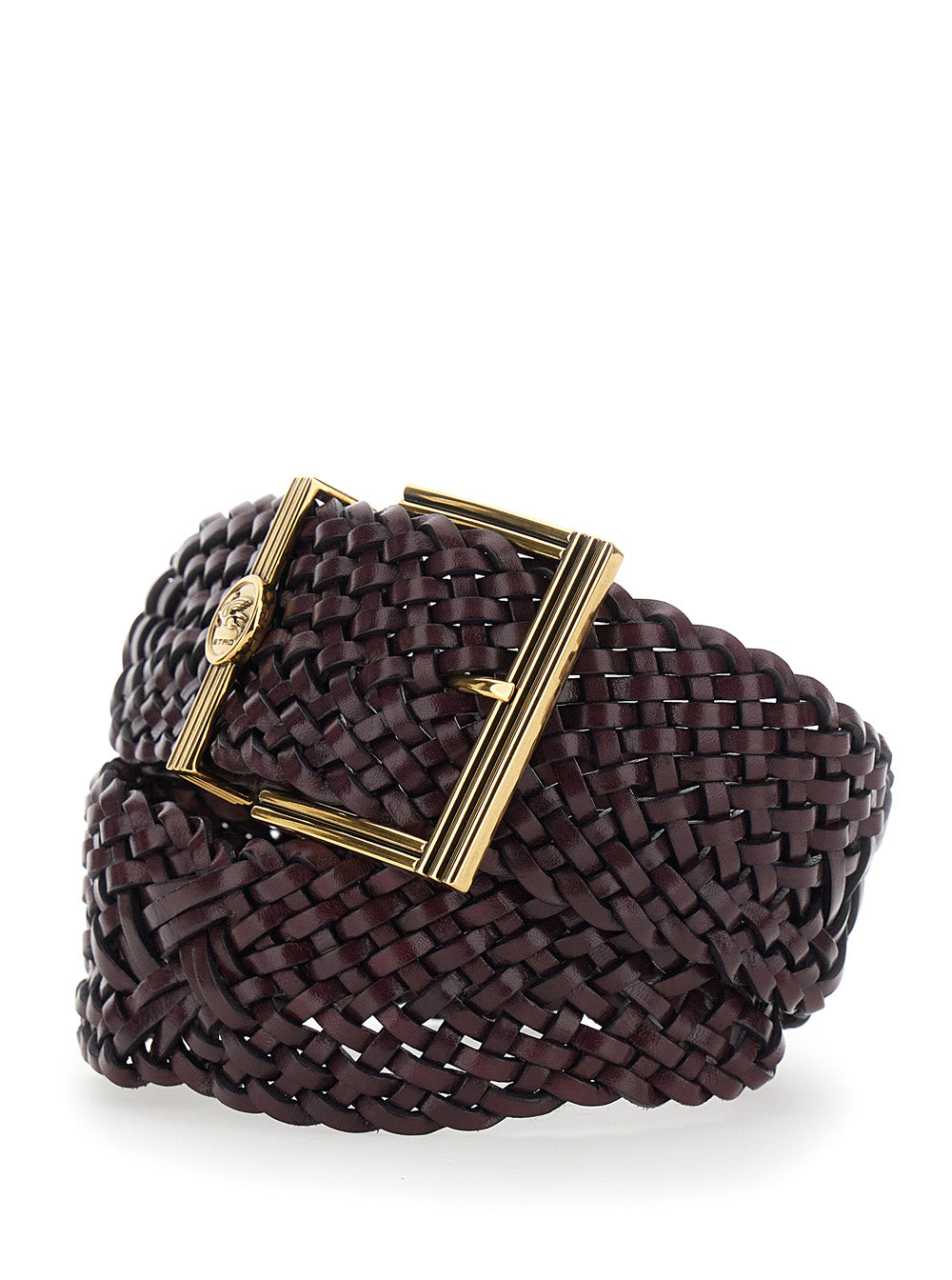 Etro Women Brown Belt With Woven Design And Pegaso Logo In Leather For Women ETRO