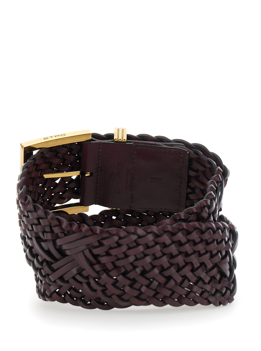 Etro Women Brown Belt With Woven Design And Pegaso Logo In Leather For Women ETRO