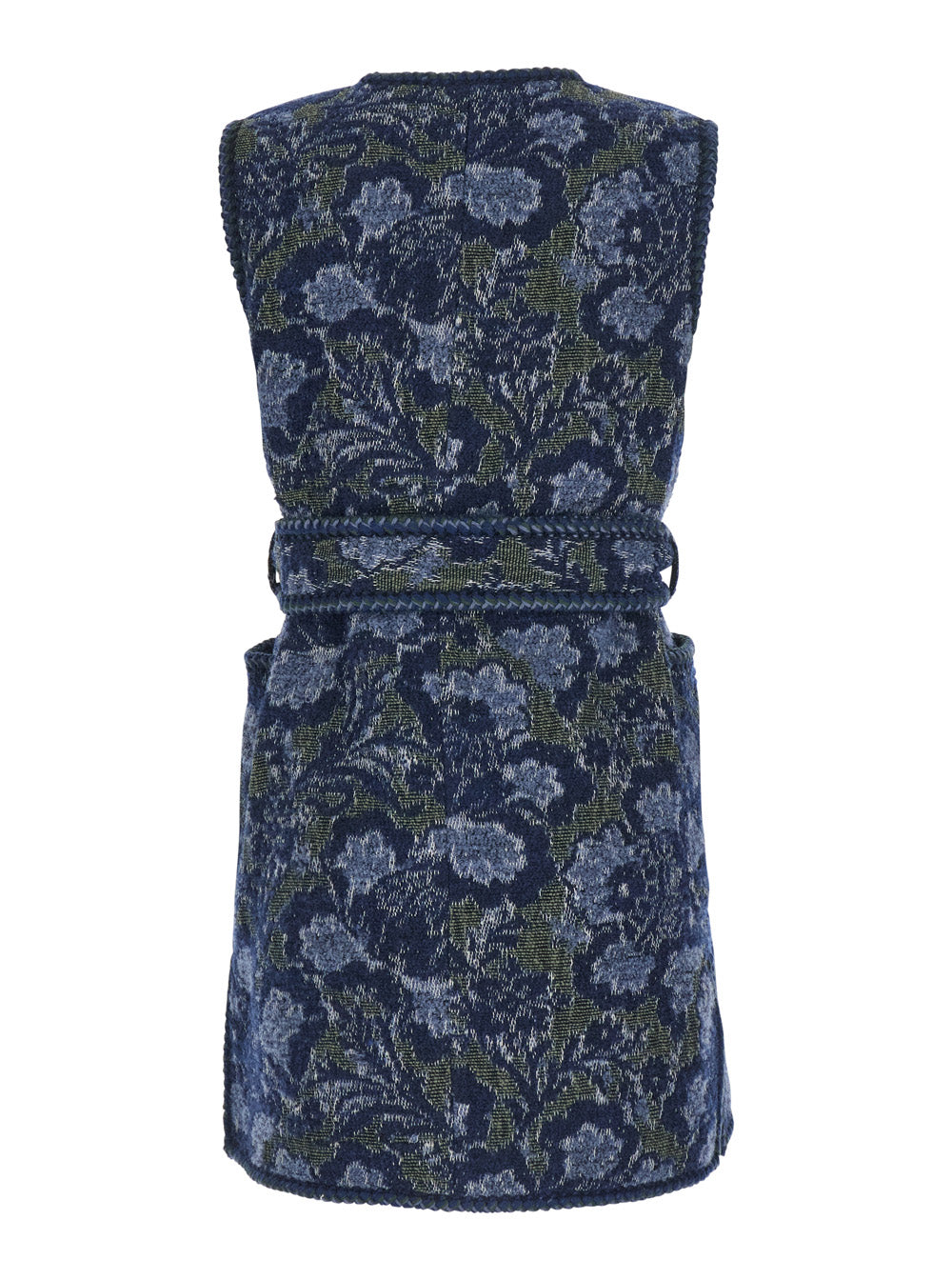 Etro Women Women's Vest With Patch Pockets And Belt In Blue ETRO