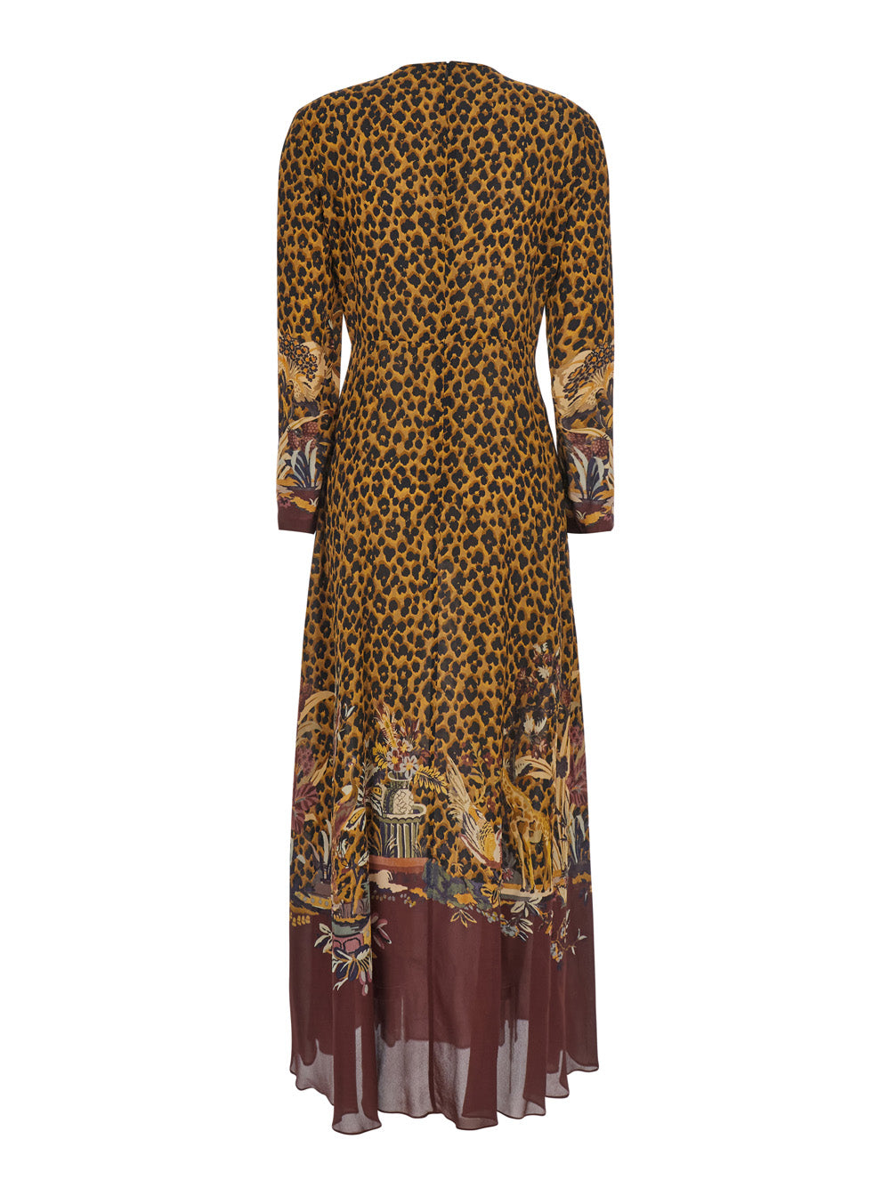 Etro Women Brown Long Dress With All-Over Animalier Motif In Tech Fabric Women ETRO