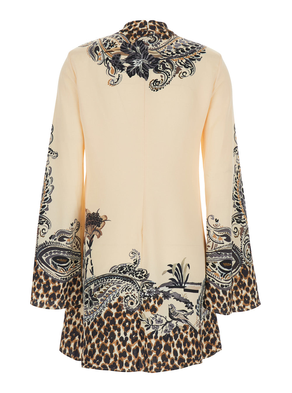 Etro Women Multicolor High-Neck Dress With Flared Long Sleeves And  Print On The Front And Back In Cotton Blend For Women ETRO