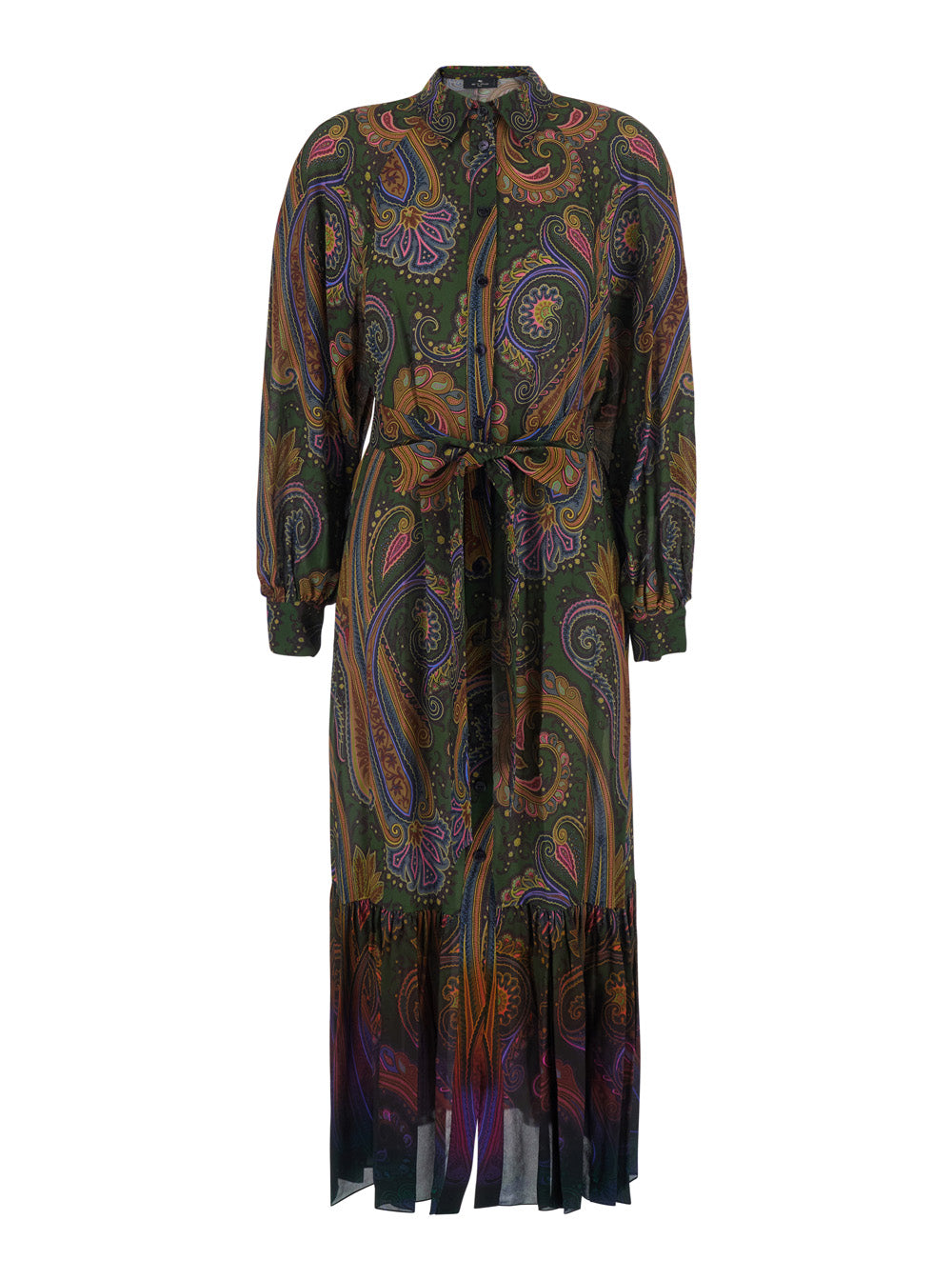 Etro Women Brown Midi Dress With Classic Collar And All-Over Paisley Motif In Viscose For Women ETRO