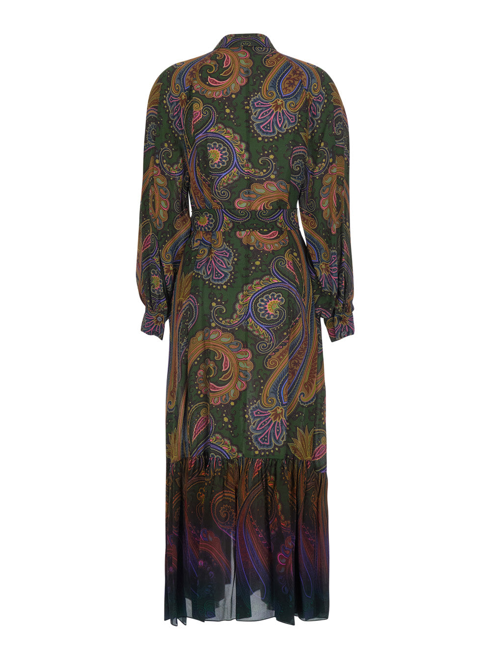 Etro Women Brown Midi Dress With Classic Collar And All-Over Paisley Motif In Viscose For Women ETRO