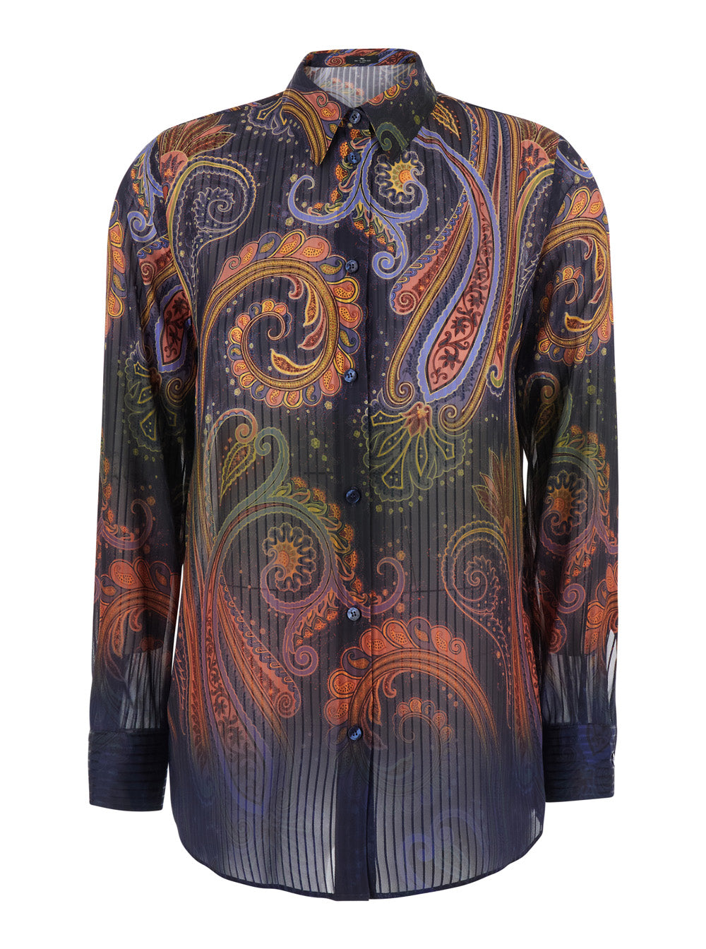 Etro Women Multicolor Shirt With Classic Collar And Paisley Motif All-Over In Tech Fabric For Women ETRO