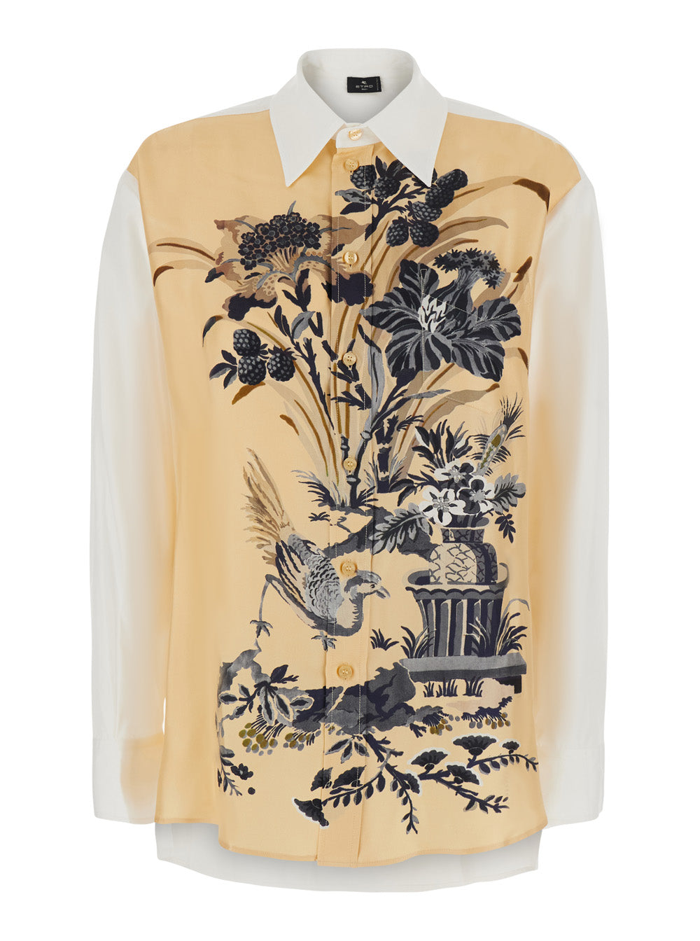 Etro Women Multicolor Shirt With Classic Collar And Floral Print On The Front In Blend Cotton And Silk Women ETRO