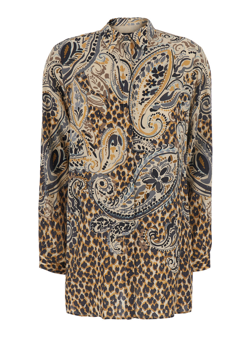 Etro Women Multicolor Shirt With Classic Collar And All-Over Floral Animalier Print In Silk For Women ETRO