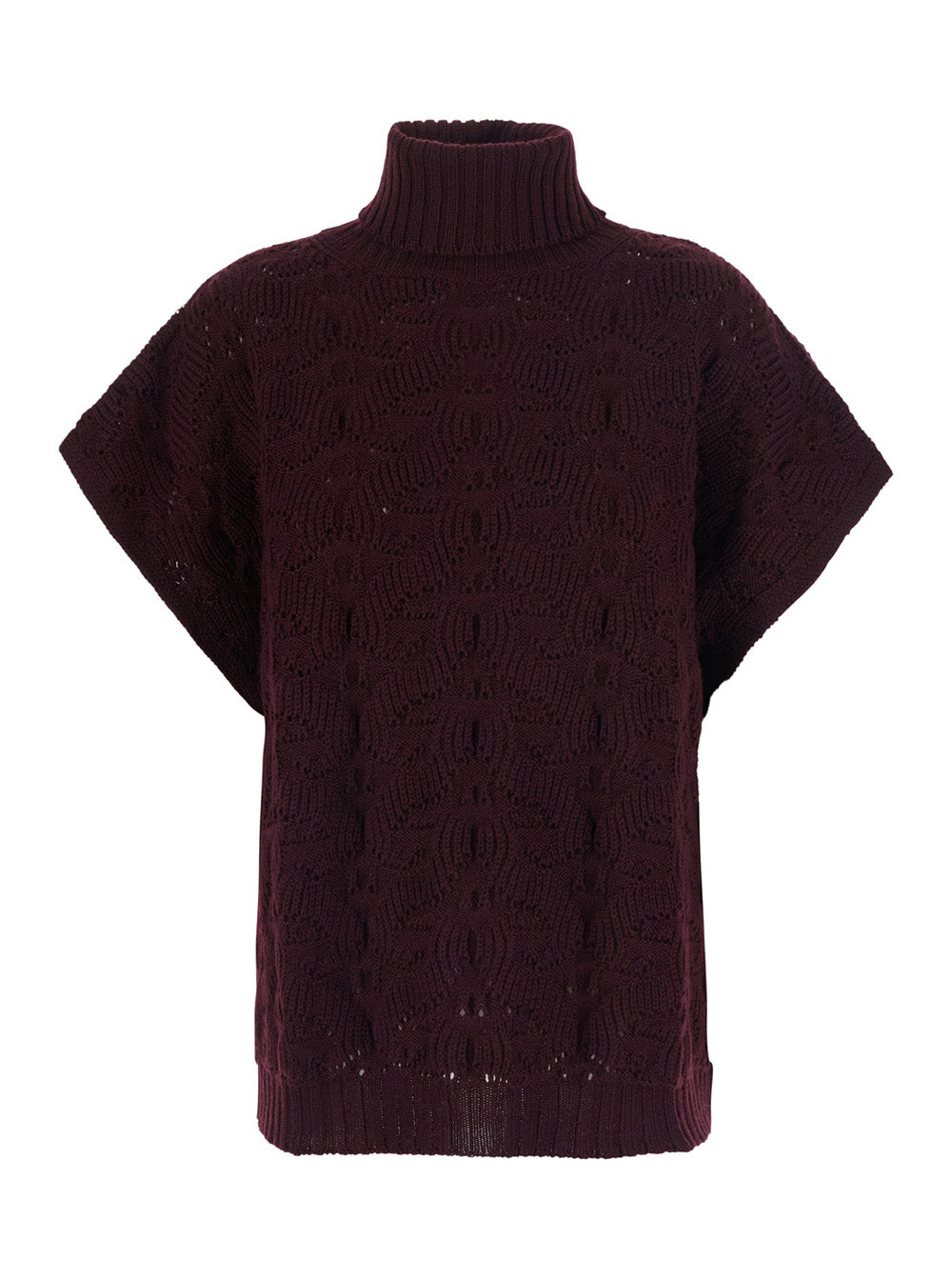 Etro Women Brown High-Neck Sweater With Wide Short Sleeves In Blend Wool Women ETRO