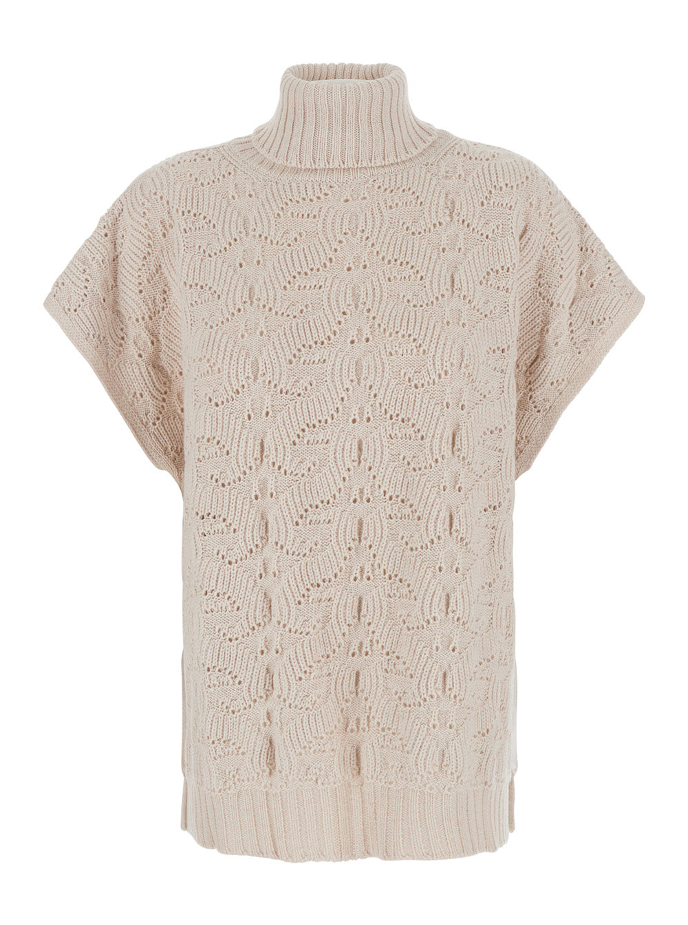 Etro Women White High-Neck Sweater With Wide Short Sleeves In Blend Wool Women ETRO