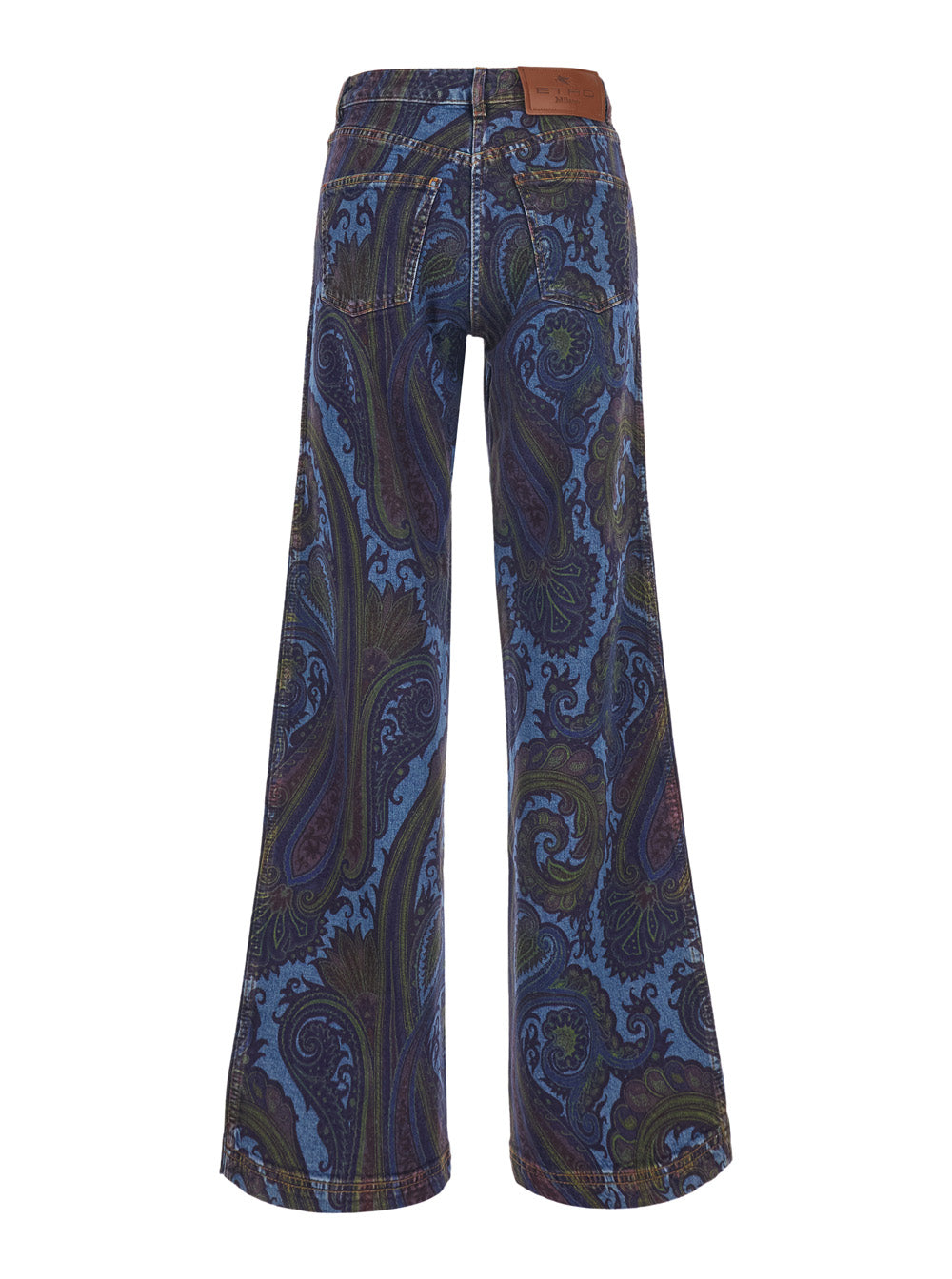 Etro Women Blue Jeans With Patch Logo On The Back And All-Over Print In Denim Women ETRO