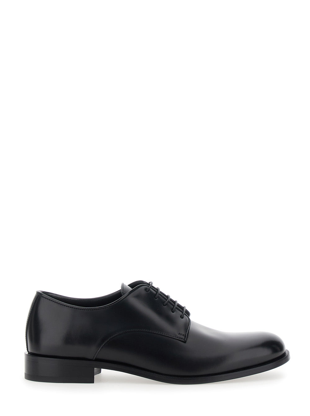 Giorgio Armani Men Black Derby Shoes With Laces On The Front In Leather For Men GIORGIO ARMANI