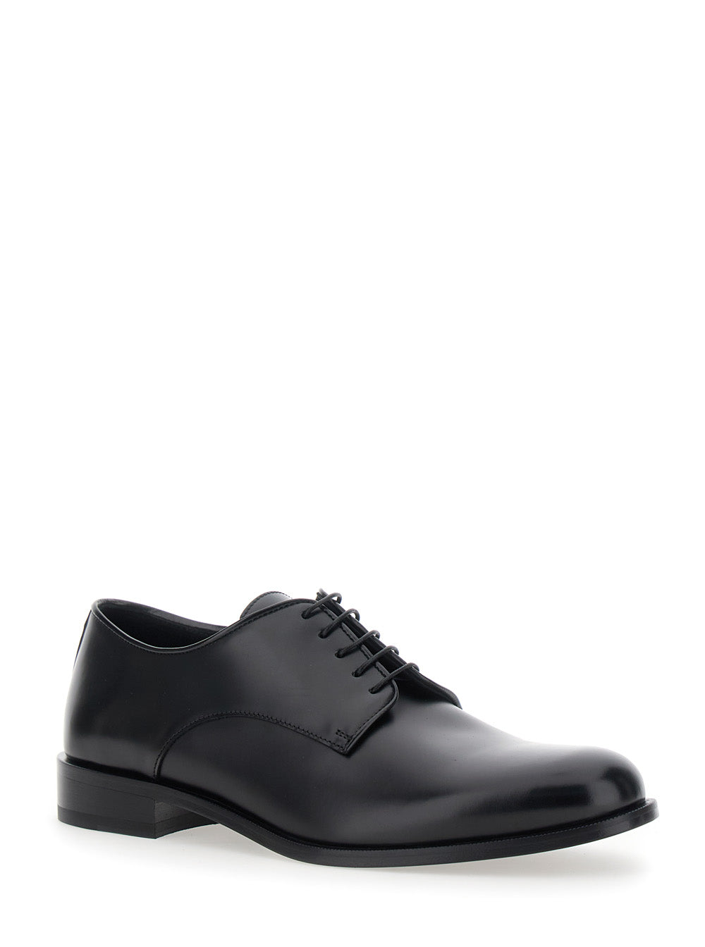Giorgio Armani Men Black Derby Shoes With Laces On The Front In Leather For Men GIORGIO ARMANI