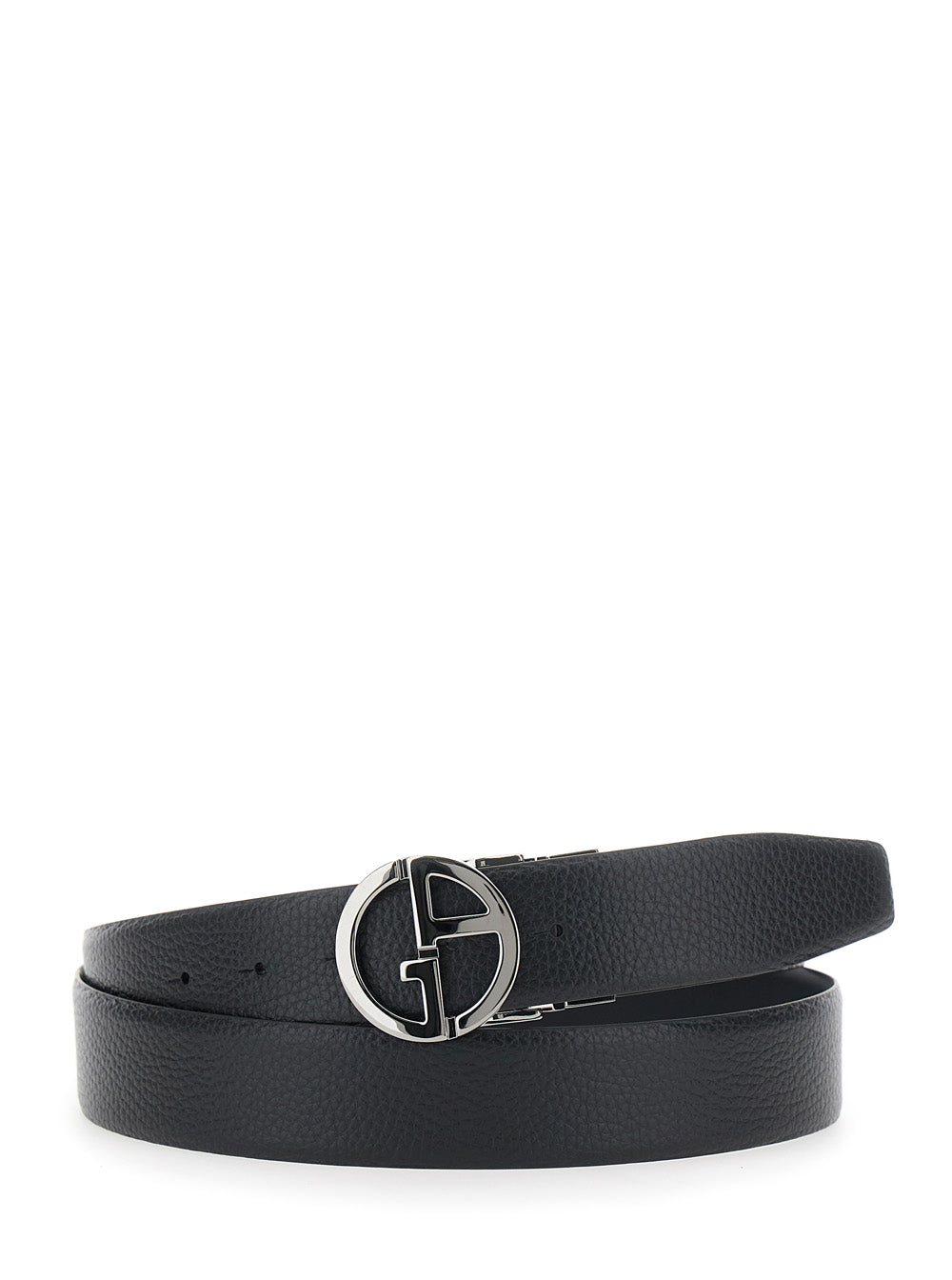 Giorgio Armani Men Reversible Belt With Ga Logo In Leather And Black Tech Fabric For Men GIORGIO ARMANI