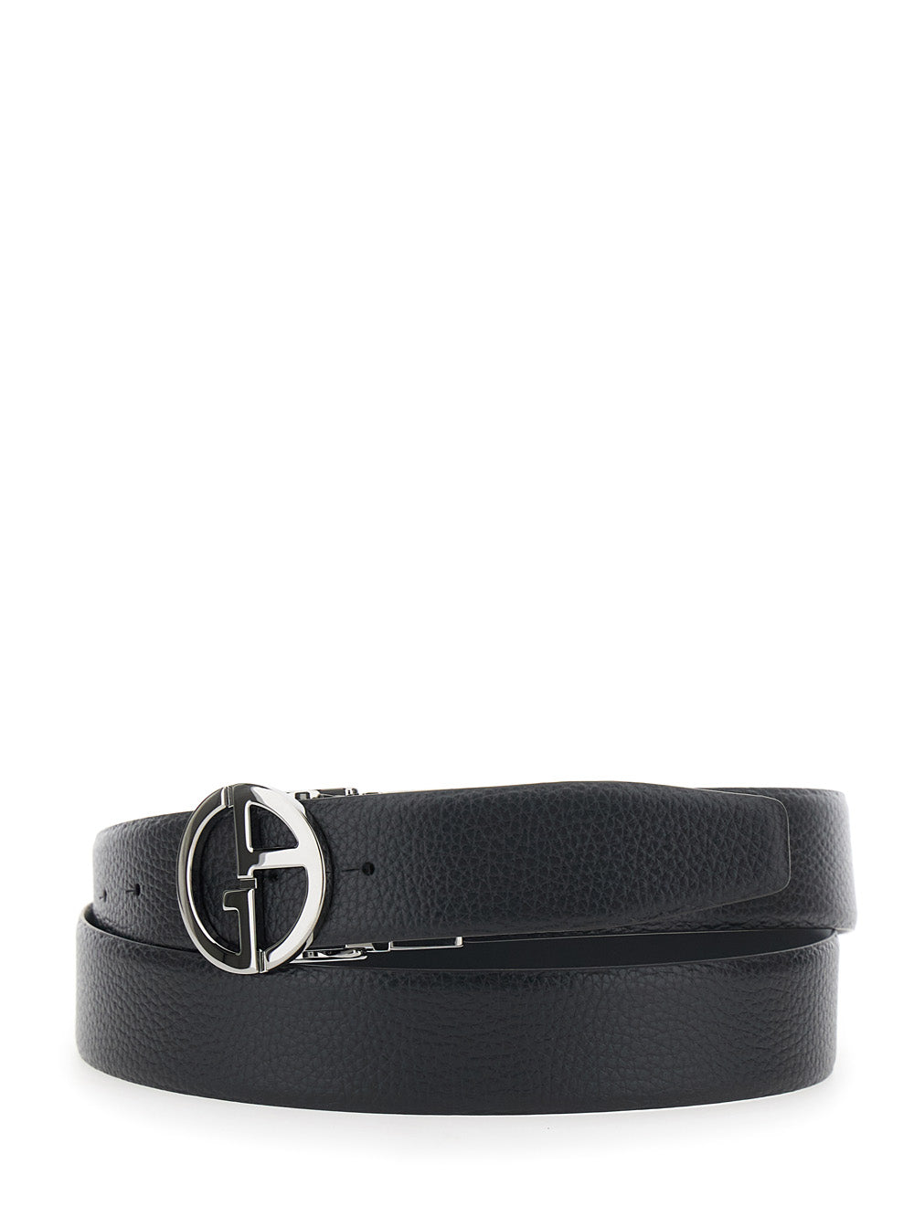 Giorgio Armani Men Reversible Belt With Ga Logo In Leather And Black Tech Fabric For Men GIORGIO ARMANI