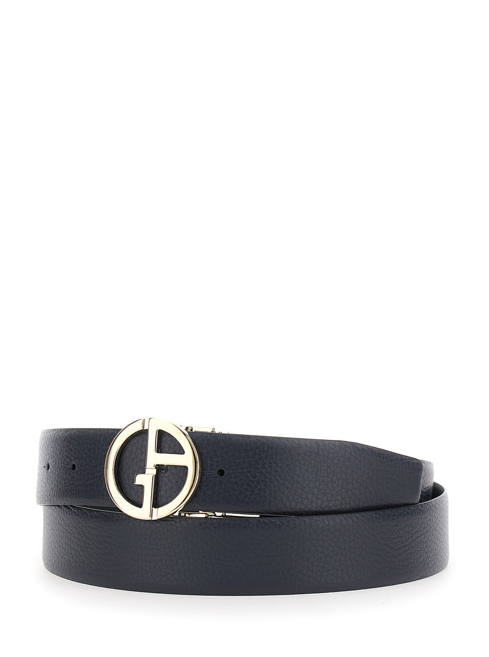 Giorgio Armani Men Reversible Belt With Ga Logo In Blue Leather Unisex GIORGIO ARMANI