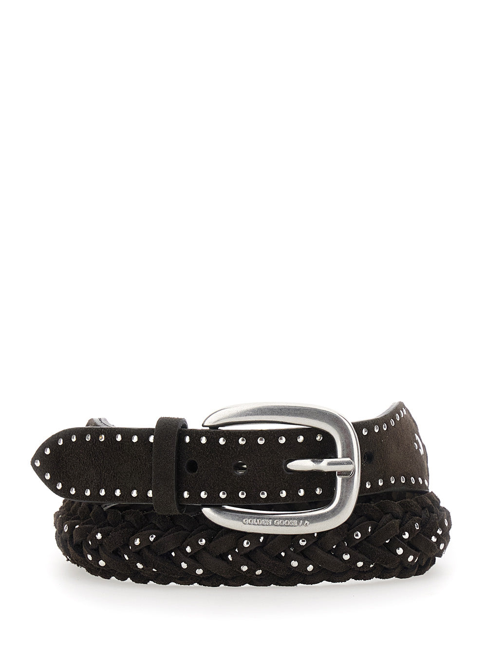 Golden Goose Women Braid Houston Belt In Suede With Micro Studs In Brown For Women GOLDEN GOOSE
