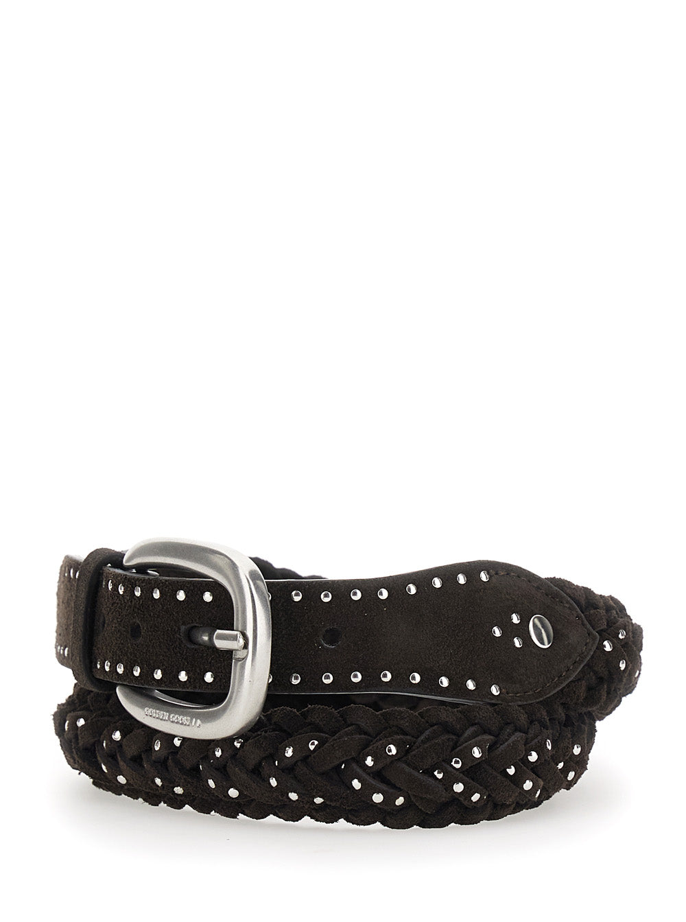 Golden Goose Women Braid Houston Belt In Suede With Micro Studs In Brown For Women GOLDEN GOOSE