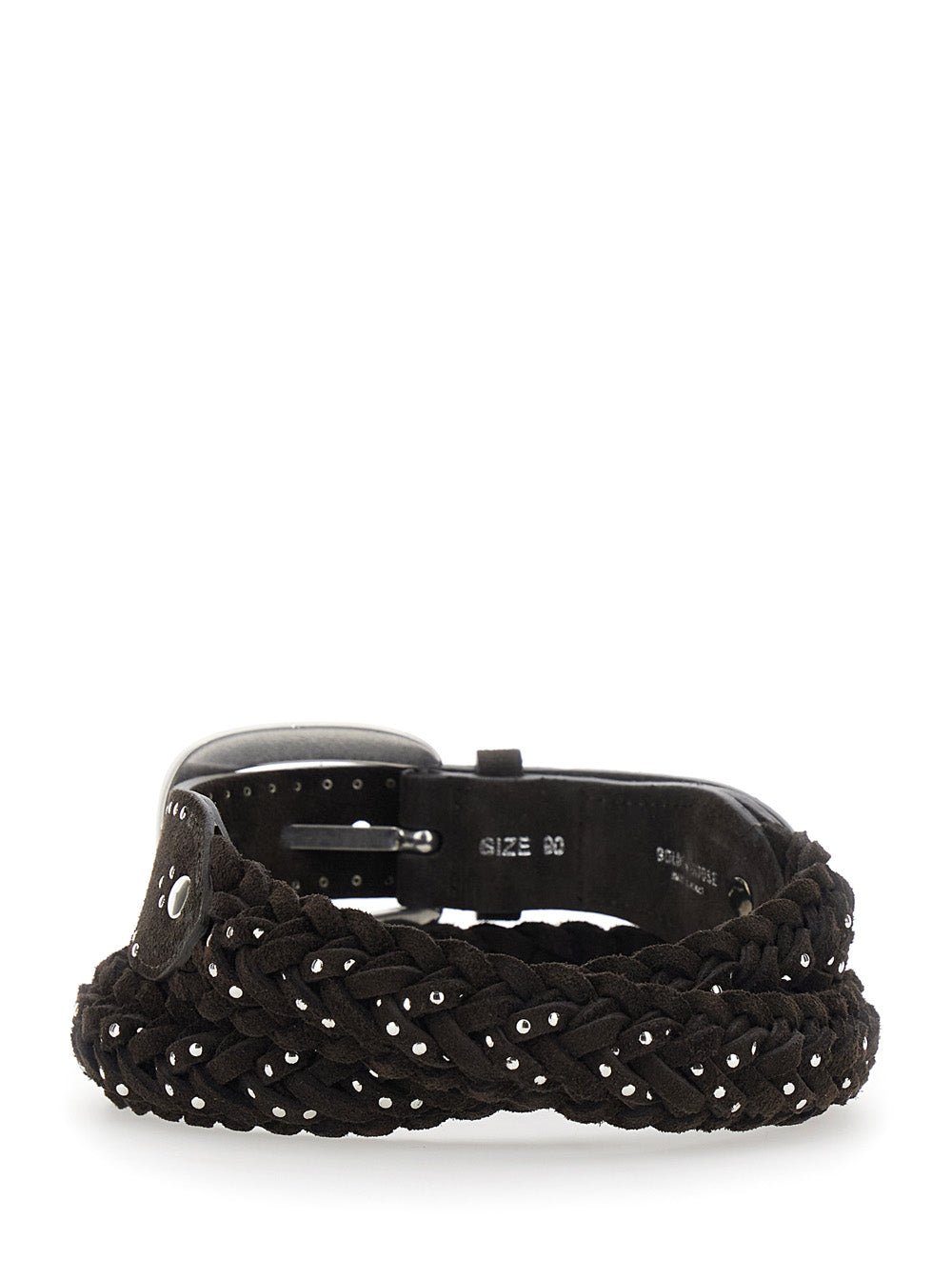 Golden Goose Women Braid Houston Belt In Suede With Micro Studs In Brown For Women GOLDEN GOOSE