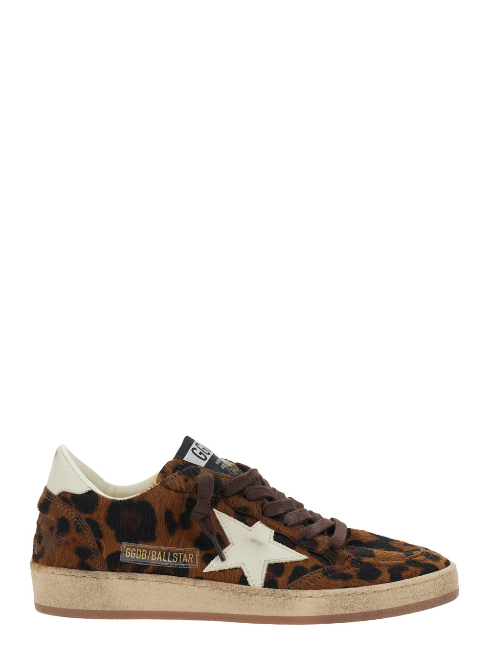 Golden Goose Women Sneakers Ballstar With Leather Upper And Contrasting Brown Star Unisex GOLDEN GOOSE