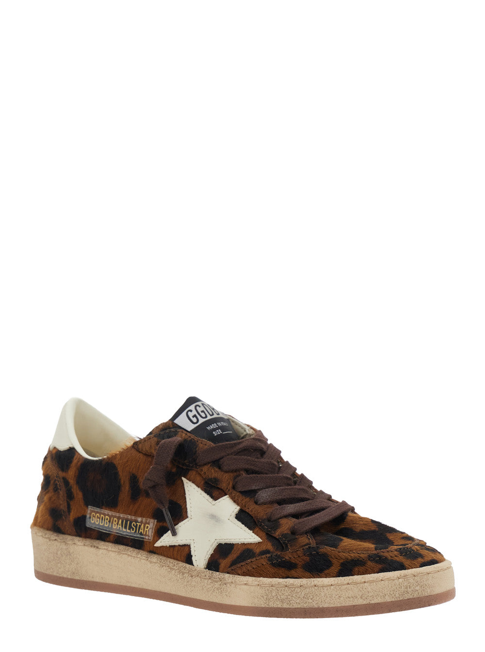Golden Goose Women Sneakers Ballstar With Leather Upper And Contrasting Brown Star Unisex GOLDEN GOOSE