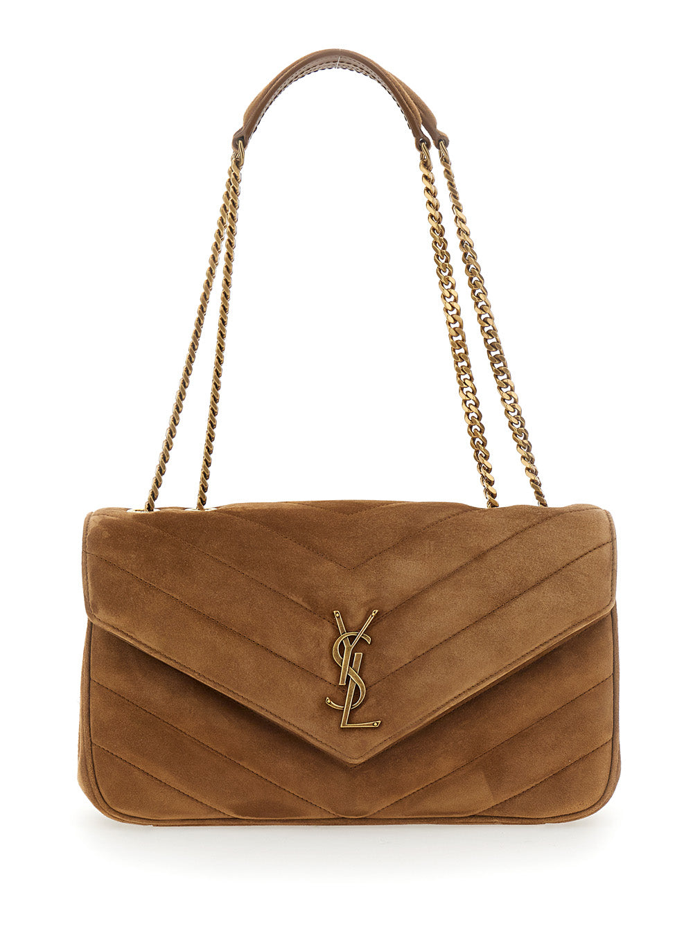 Saint Laurent Women Medium Loulou Chain Bag 7 Suede Satin Calf SAINT LAURENT