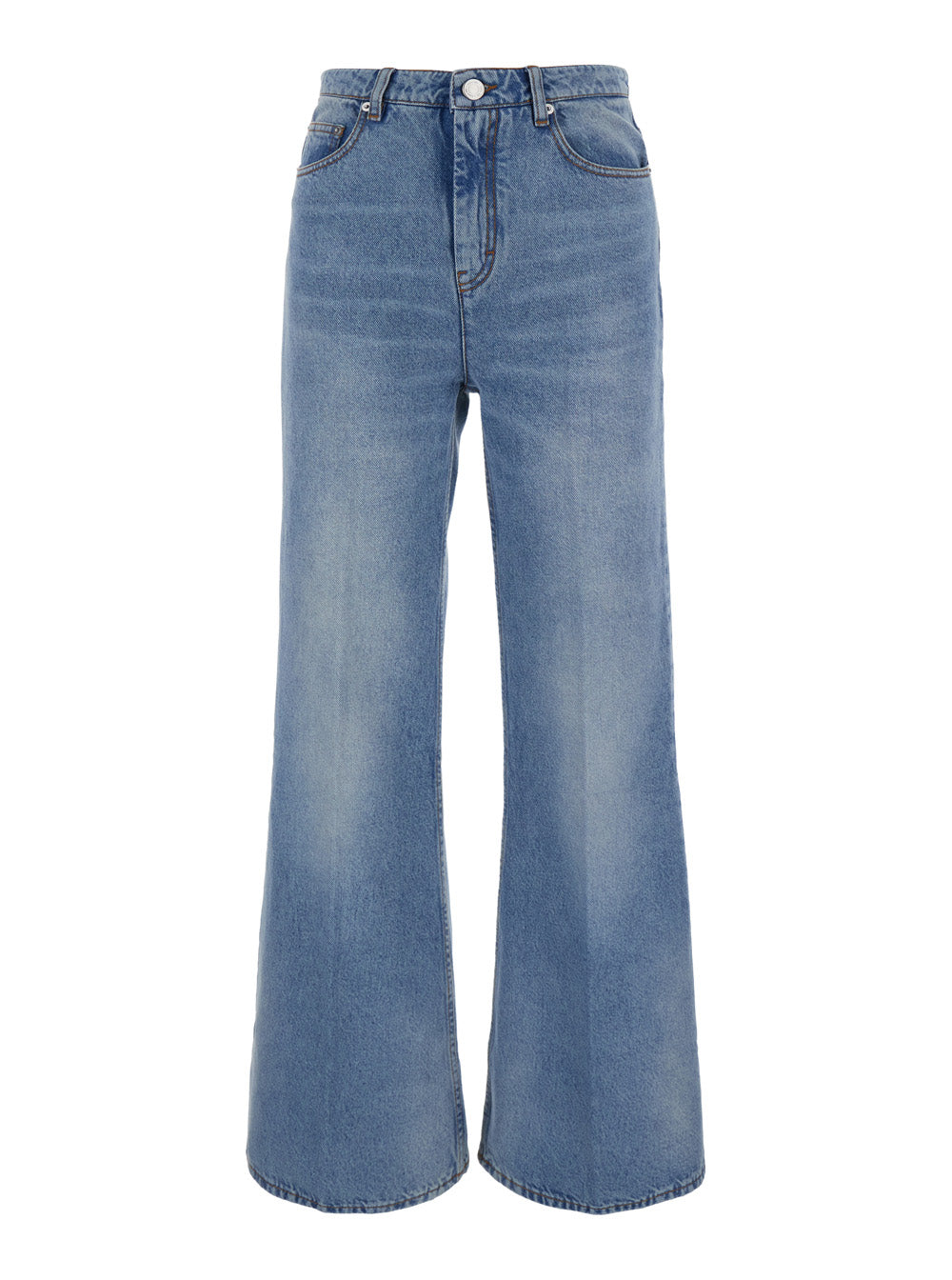 Ami Paris Women Blue Flare Cut Jeans With Logo Patch On The Back In Denim For Women AMI PARIS