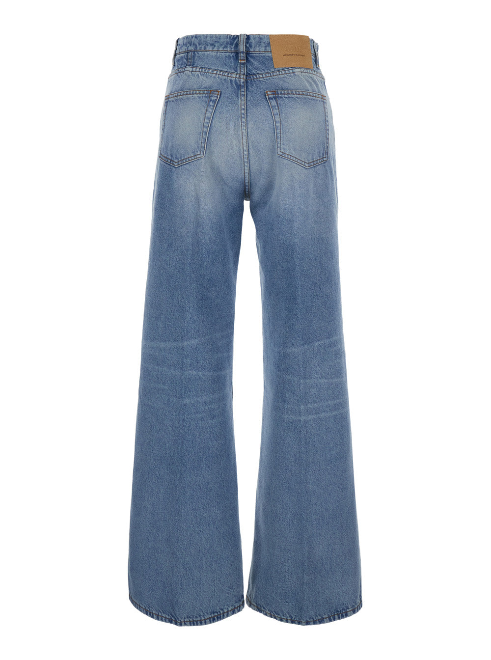 Ami Paris Women Blue Flare Cut Jeans With Logo Patch On The Back In Denim For Women AMI PARIS