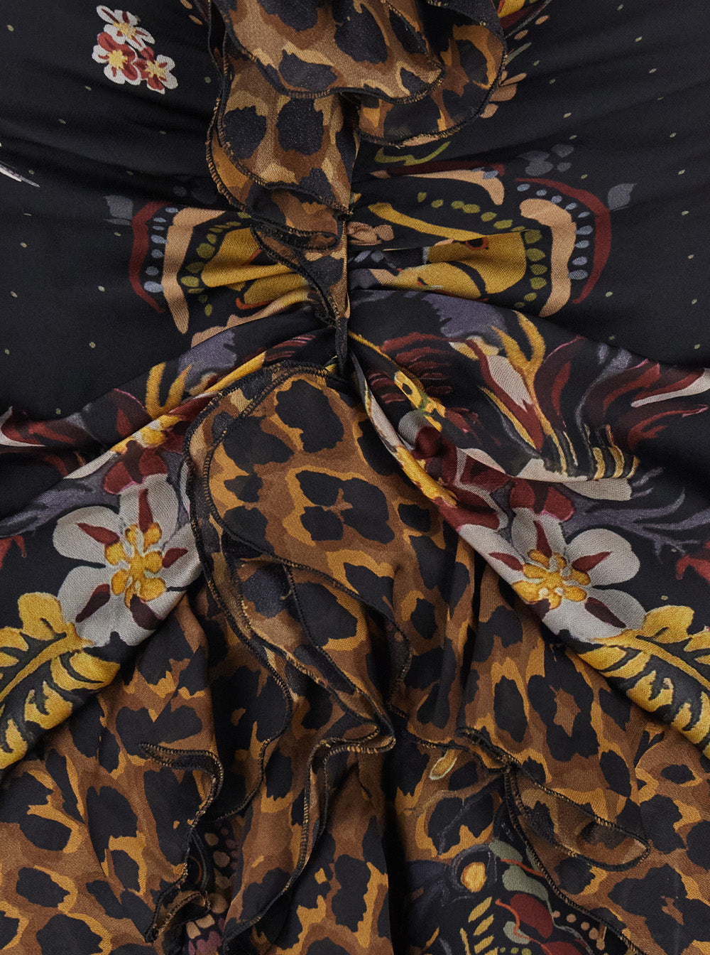 Etro Women Brown Long Dress With V-Neck And Ruffled Sleeves In Tech Fabric Women ETRO