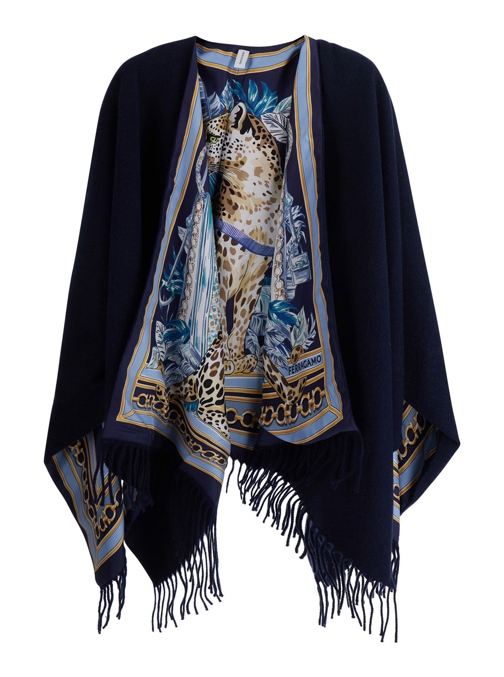 Ferragamo Women Blue Cape With Elegant Details In Tech Fabric Women FERRAGAMO