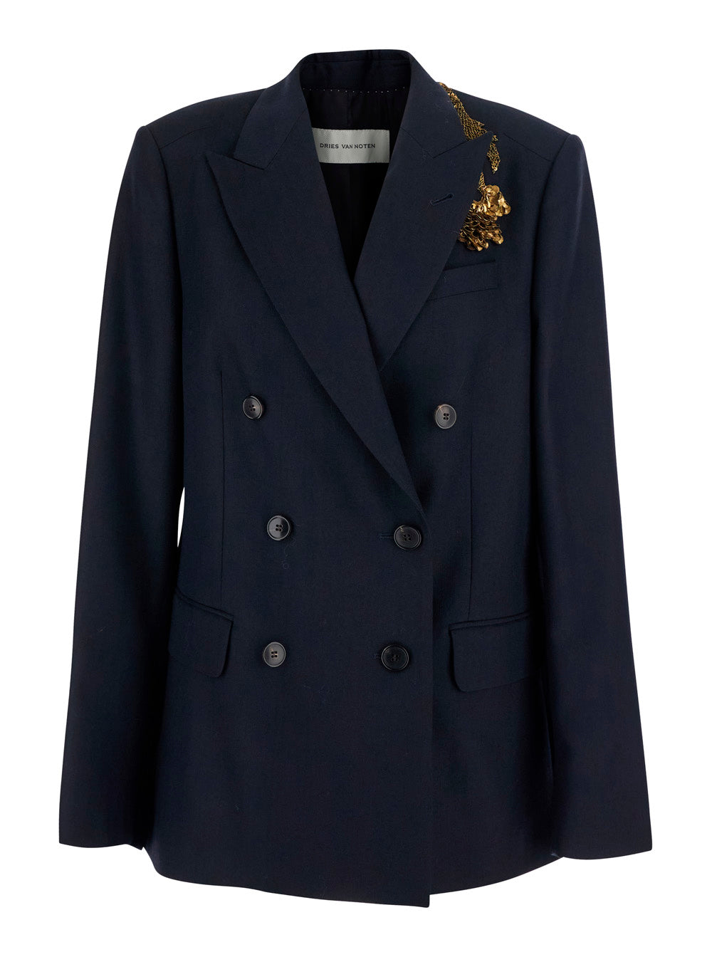 Dries Van Noten Women Barrysta Emb Jacket With Tech Fabric Embroidery Blue Men DRIES VAN NOTEN